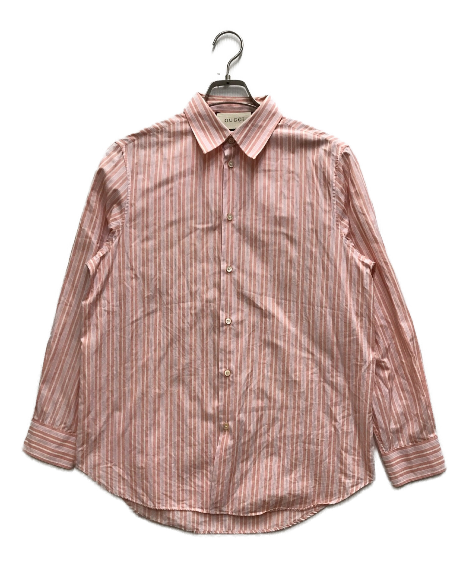 中古・古着通販】GUCCI (グッチ) ストライプシャツ ピンク サイズ:38