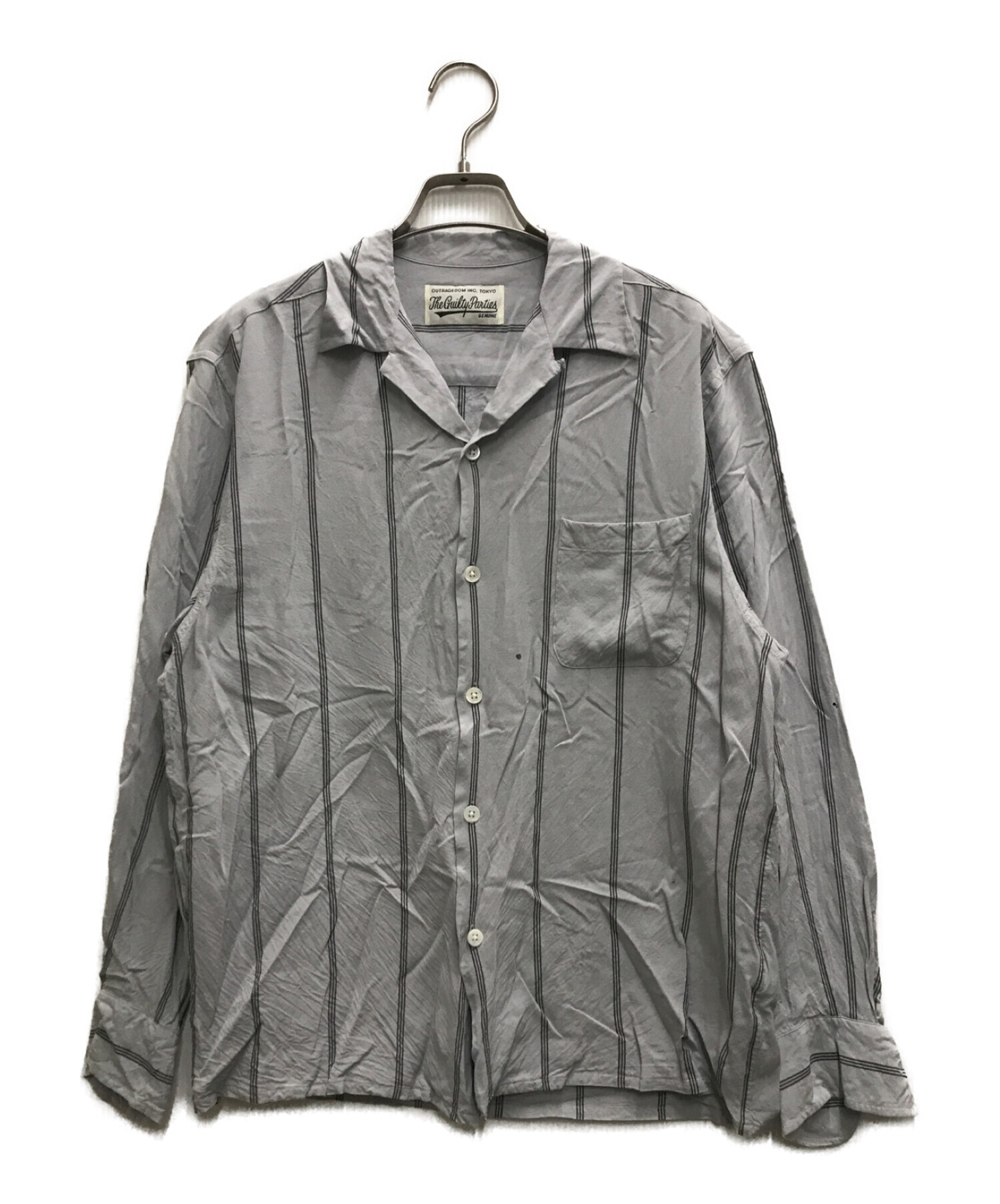 中古・古着通販】WACKO MARIA (ワコマリア) STRIPED OPEN COLLAR SHIRT L/S TYPE-2 ブルー サイズ:Ⅿ｜ブランド・古着通販  トレファク公式【TREFAC FASHION】スマホサイト