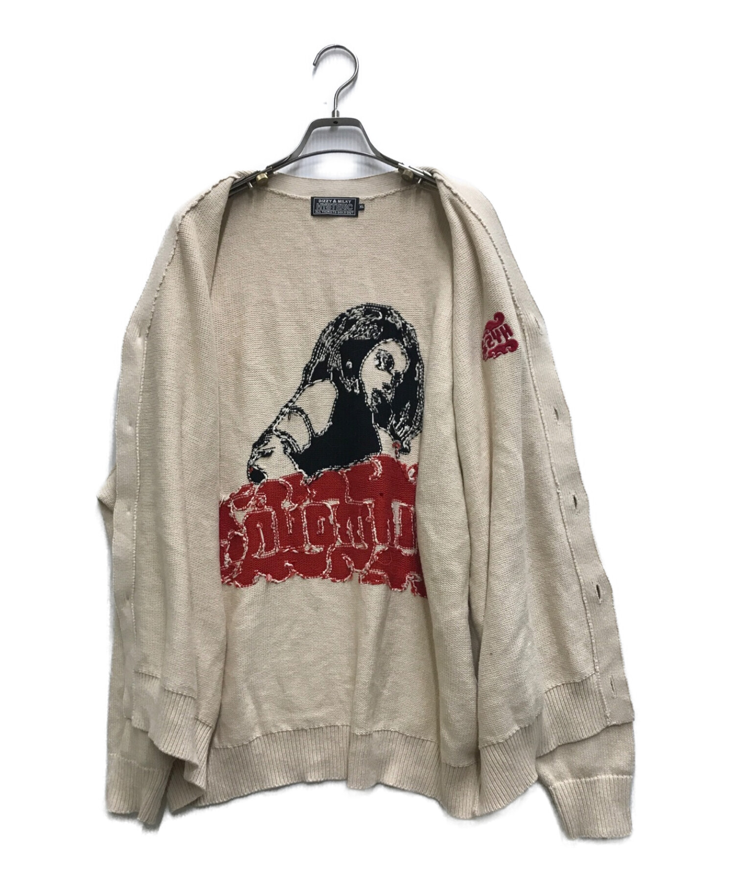 Hysteric Glamour (ヒステリックグラマー) VIXEN GIRL編込カーディガン ベージュ サイズ:XL