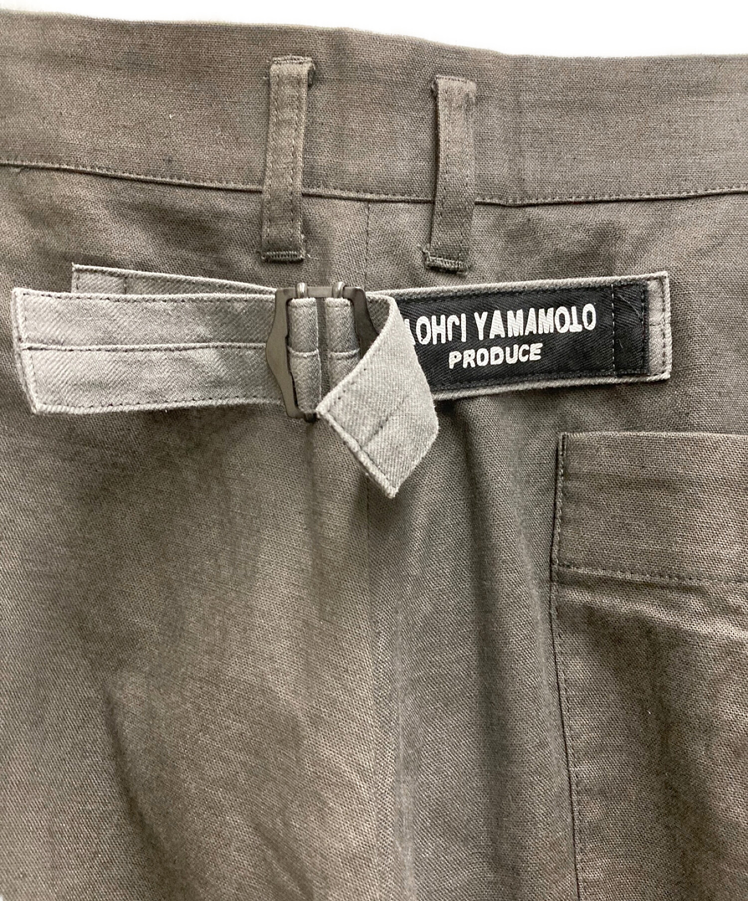 Yohji Yamamoto pour homme (ヨウジヤマモト プールオム) 右前リネン布付きコットンワイドパンツ グレー サイズ:4