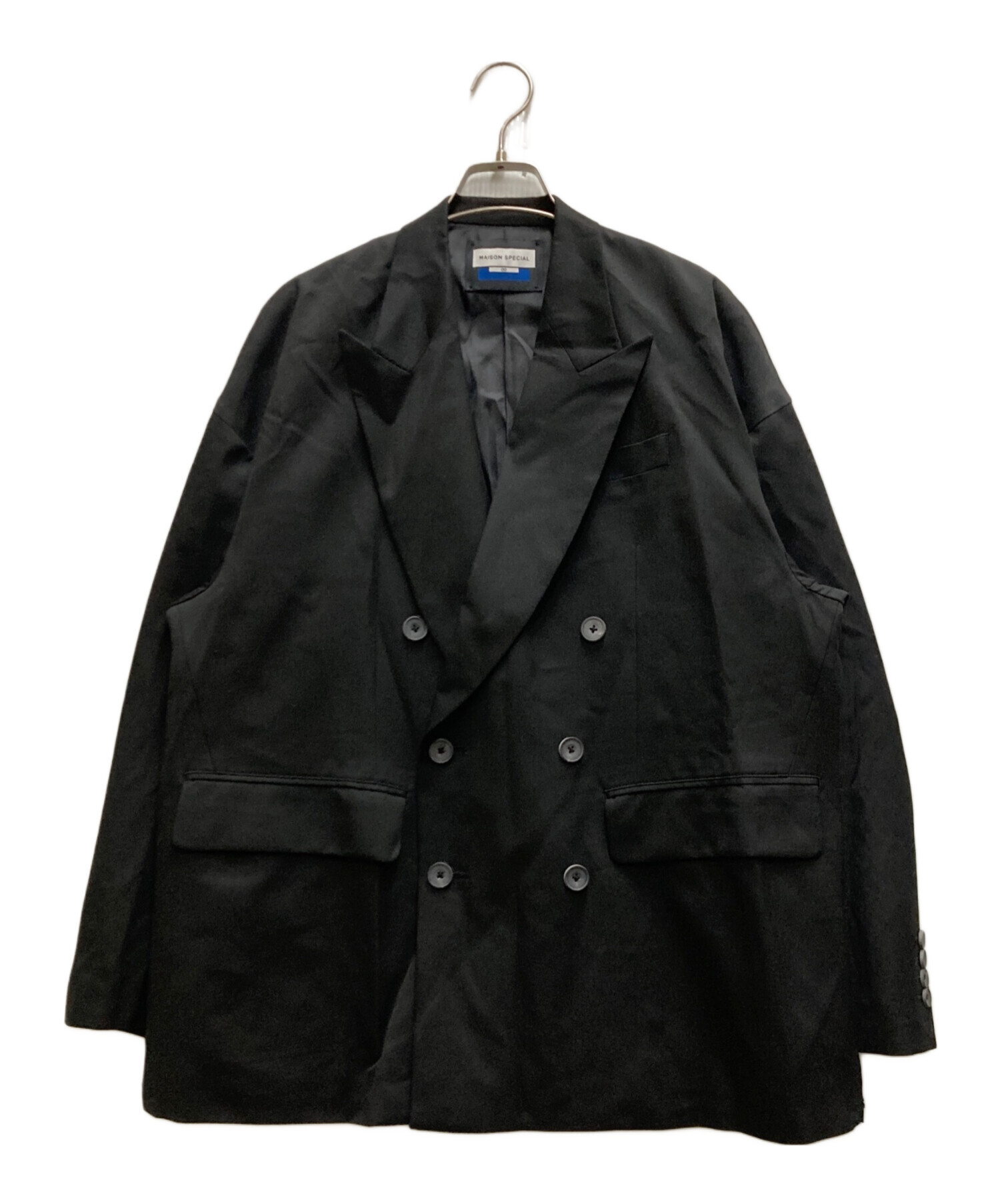 MAISON SPECIAL (メゾンスペシャル) Wool MIX Prime-Over Peaked Lapel Double Tailored  Jacket ブラック