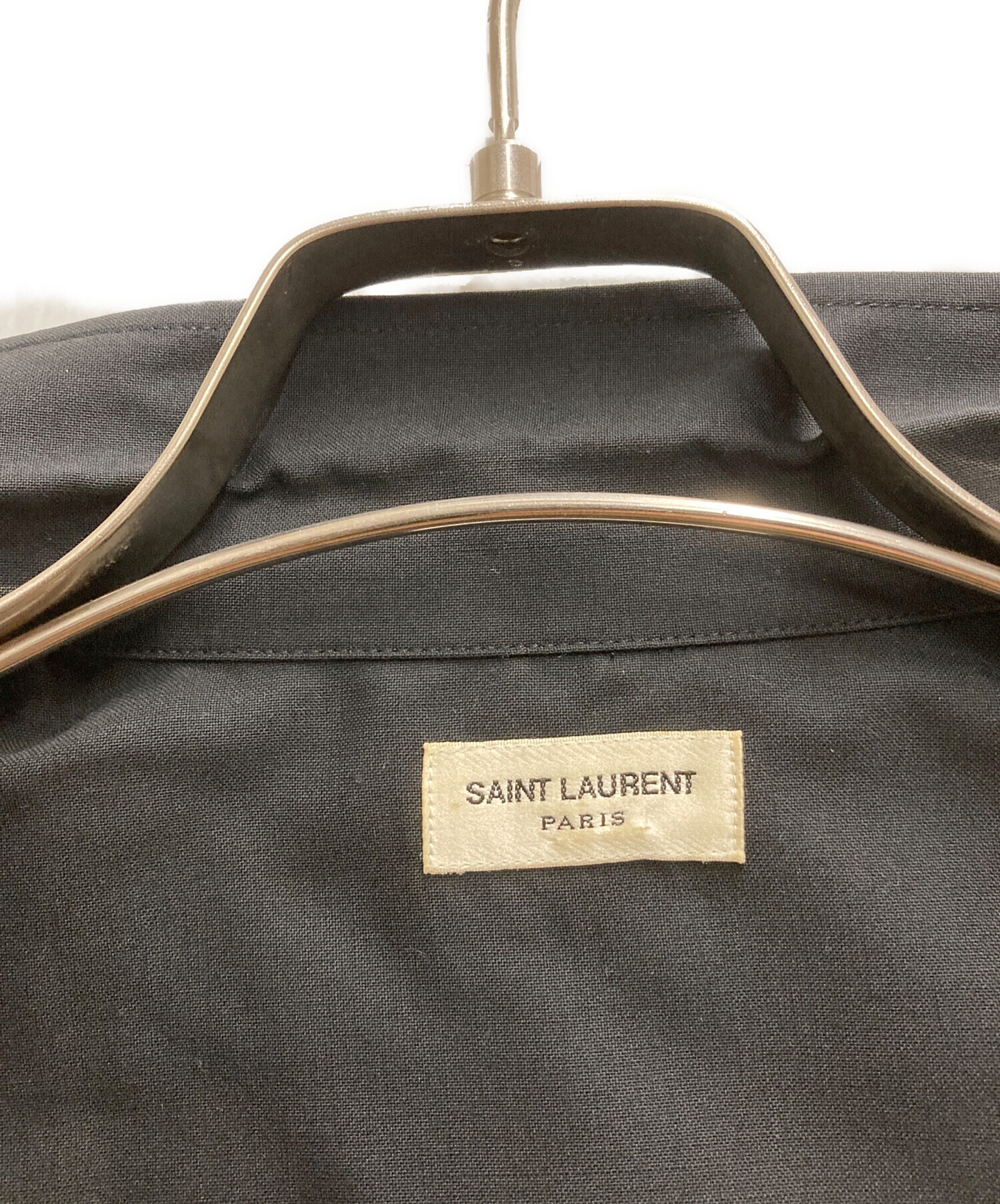 SAINT 泥臭 LAURENT PARIS(サンローランパリ) サイズ:L レオパード柄 オープンカラー半袖シャツ ブラウン/