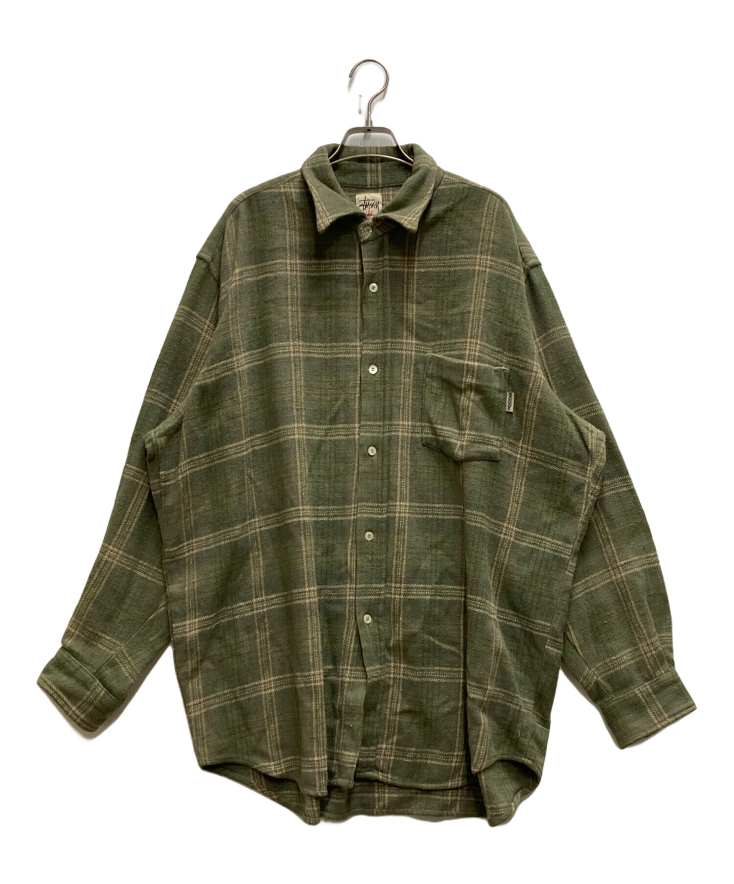 stussy (ステューシー) チェックヘビーネルシャツ グリーン サイズ:Ⅼ