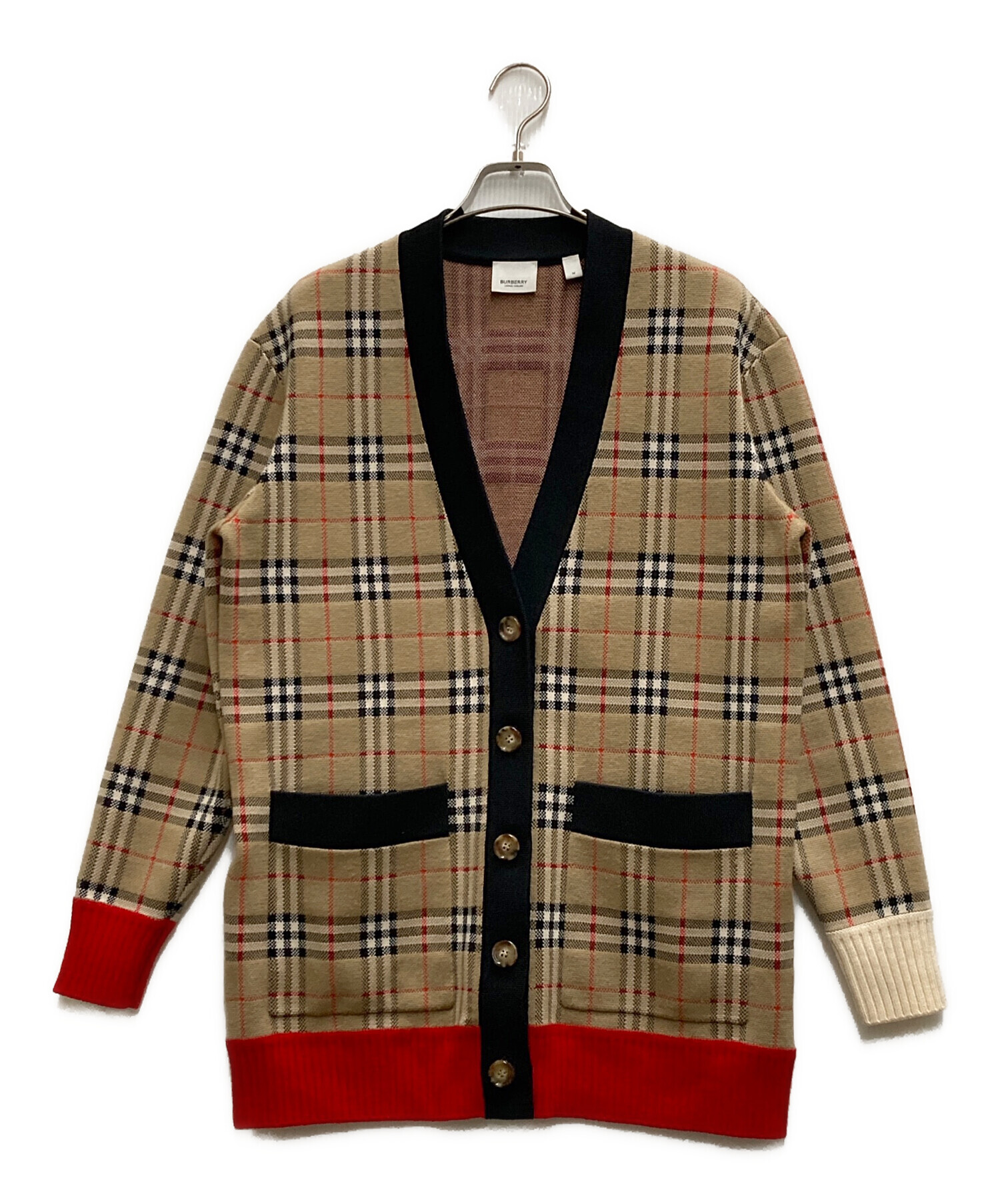 中古・古着通販】BURBERRY (バーバリー) ノバチェック柄リブカラーカーディガン ベージュ サイズ:Ⅿ｜ブランド・古着通販  トレファク公式【TREFAC FASHION】スマホサイト