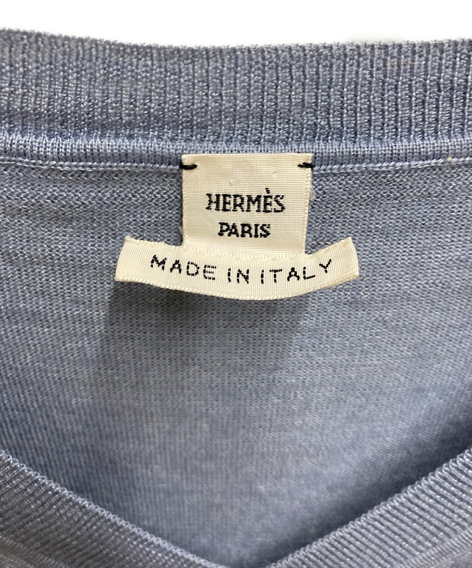 中古・古着通販】HERMES (エルメス) カシミヤシルクVネック刺繍ニットベスト ブルー サイズ:36｜ブランド・古着通販  トレファク公式【TREFAC FASHION】スマホサイト