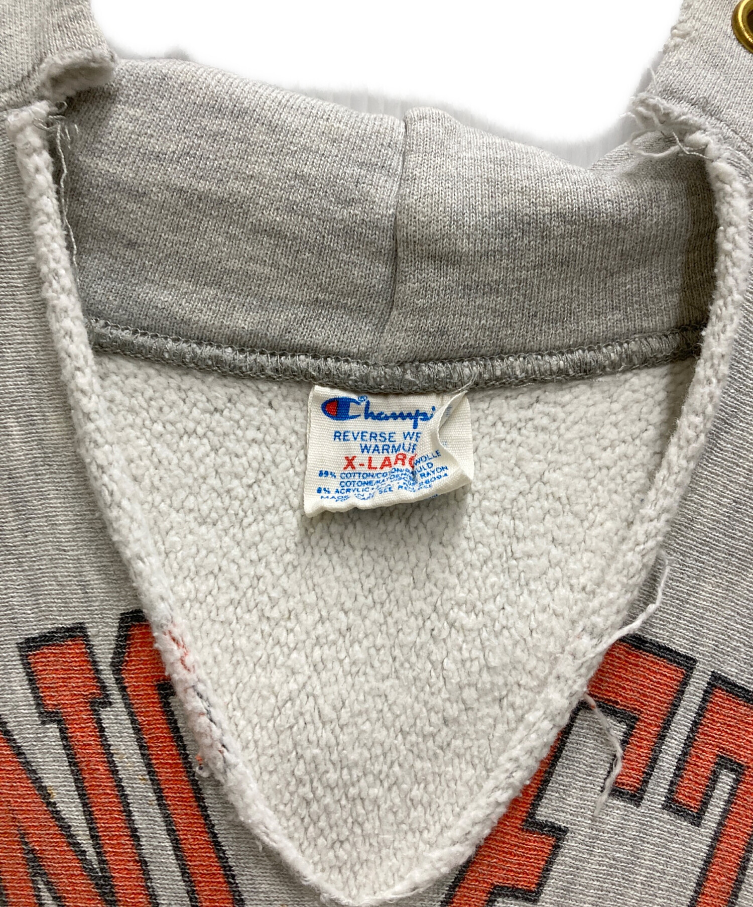 中古・古着通販】Champion REVERSE WEAVE (チャンピオンリバースウィーブ) 染み込みプリントリバースウィーブパーカー グレー  サイズ:XL｜ブランド・古着通販 トレファク公式【TREFAC FASHION】スマホサイト