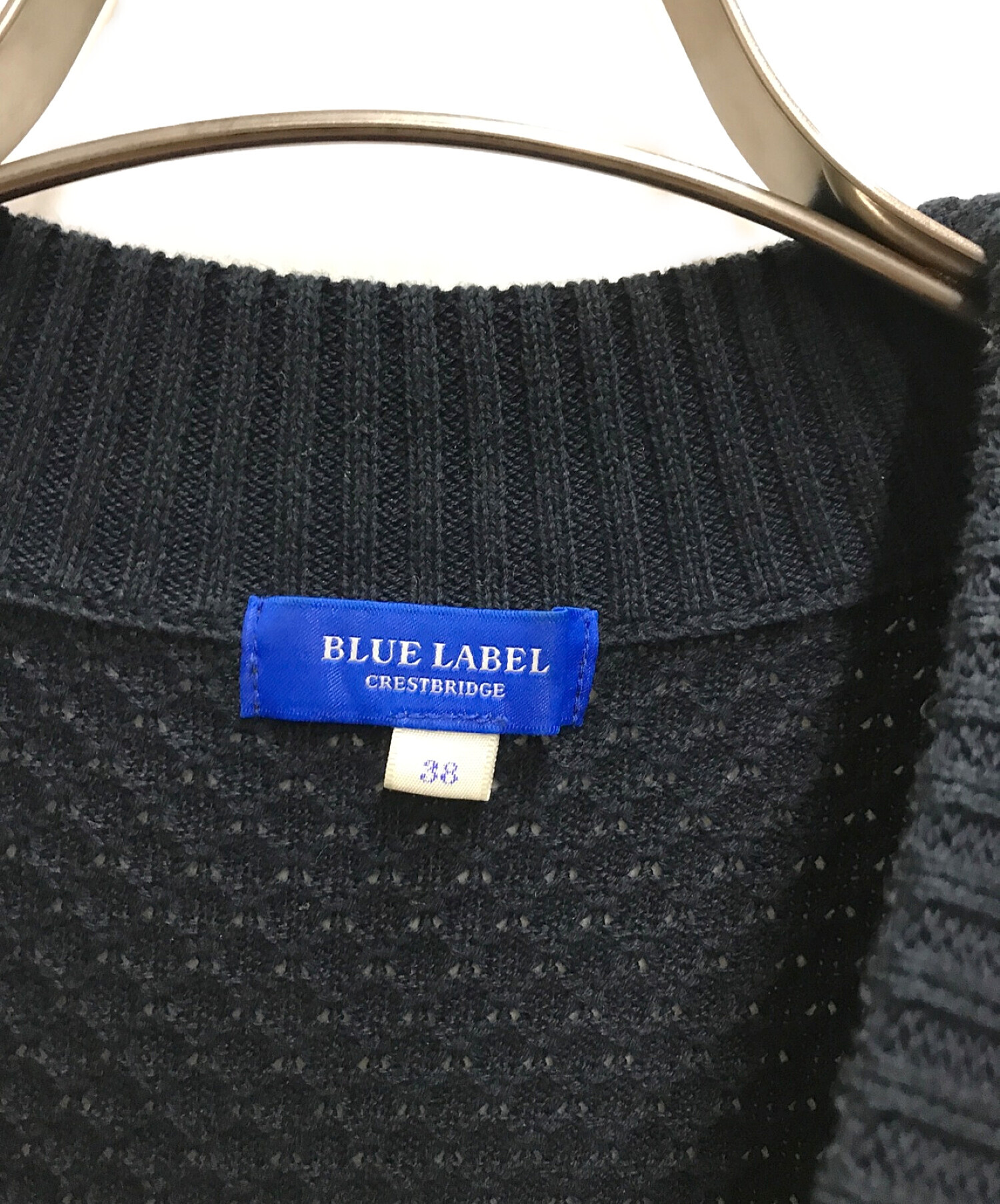 中古・古着通販】BLUE LABEL CRESTBRIDGE (ブルーレーベルクレストブリッジ) ニットコンビワンピース ネイビー  サイズ:38｜ブランド・古着通販 トレファク公式【TREFAC FASHION】スマホサイト