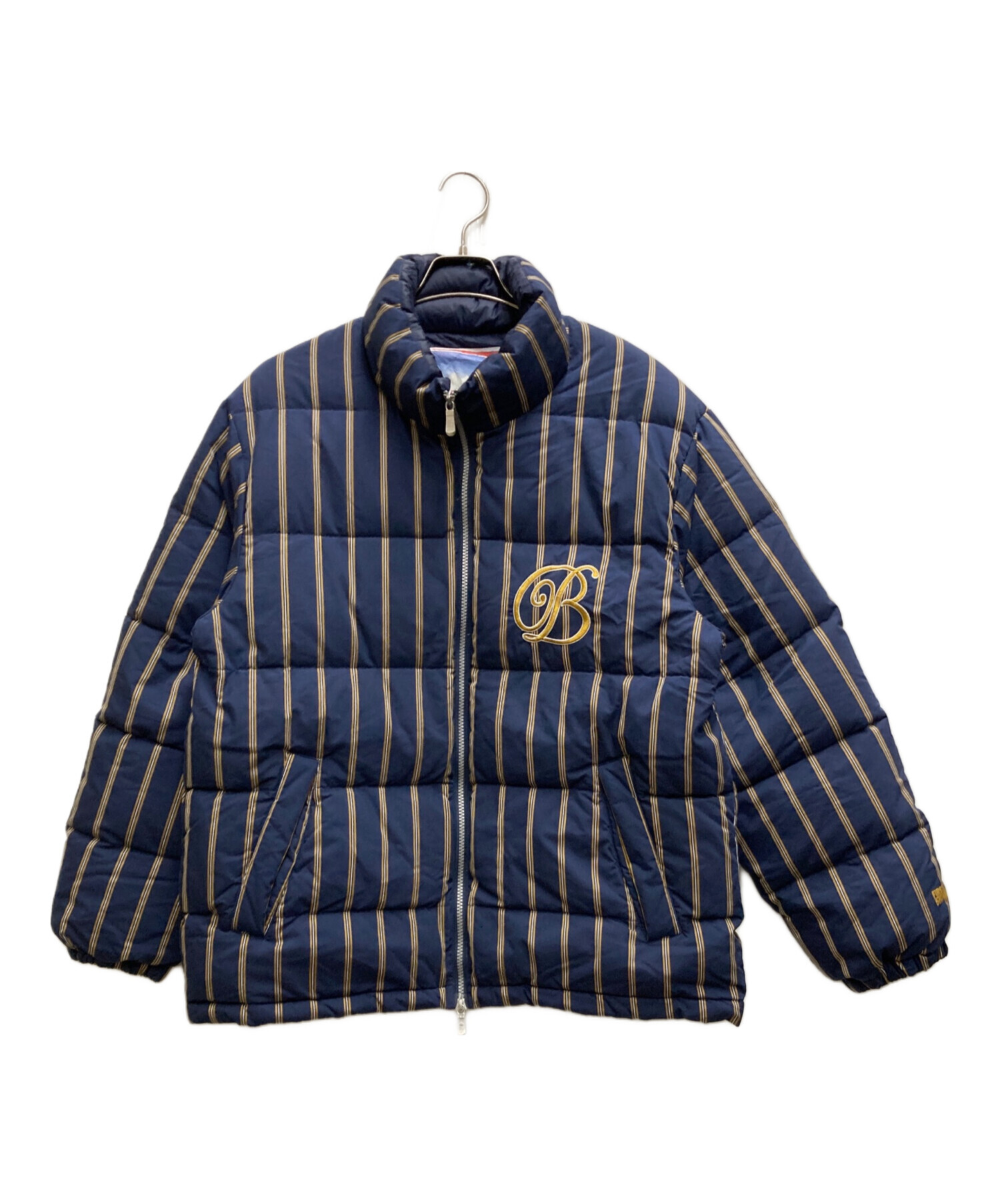 FIRST DOWN (ファーストダウン) BlackEyePatch (ブラックアイパッチ) B EMBLEM STRIPED FIRST DOWN  JACKET ネイビー×イエロー サイズ:Ｍ