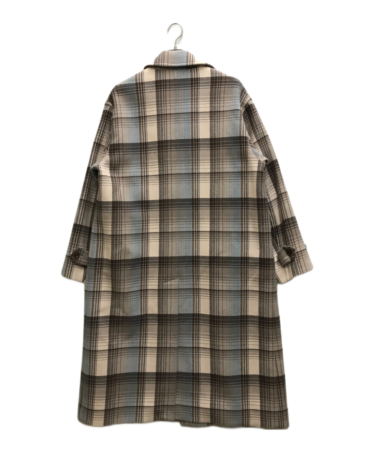 AURALEE (オーラリー) WOOL CHECK MELTON LONG SOUTIEN COLLAR COAT ベージュ サイズ:4