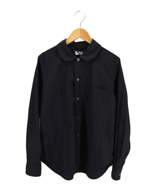 ブラックコムデギャルソン 21SS 丸襟ウールジャケット ステッチデザイン 黒