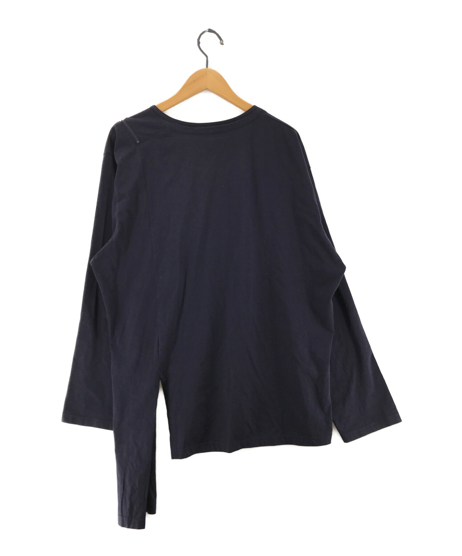 GROUND Y (グラウンドワイ) 30/Cotton Jersey Asymmetric Zipper Long Sleeves Cut Sew  ネイビー サイズ:3