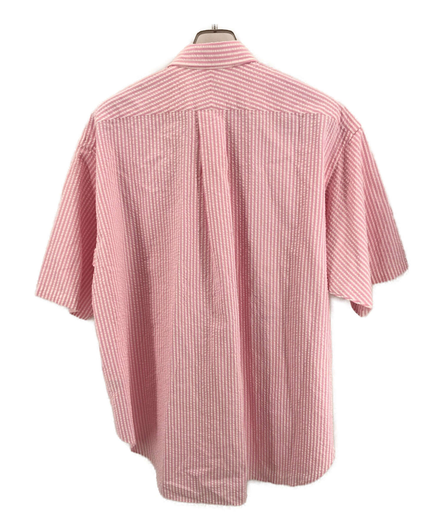 H BEAUTY&YOUTH (エイチ ビューティアンドユース) COTTON SILK PREPPY BD SHORT SLEEVE SHIRT  ピンク サイズ:L