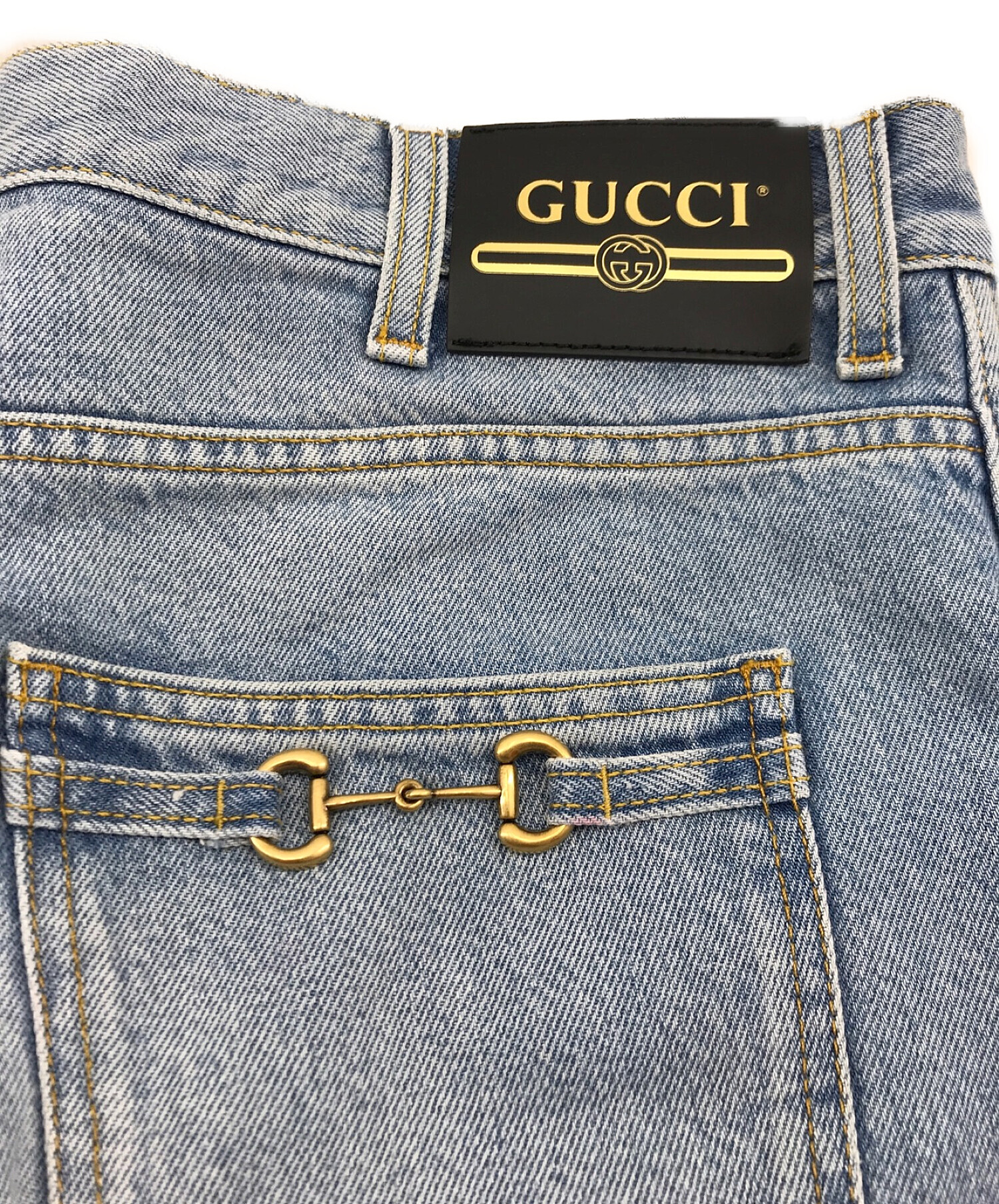 中古・古着通販】GUCCI (グッチ) テーパードデニムパンツ スカイブルー