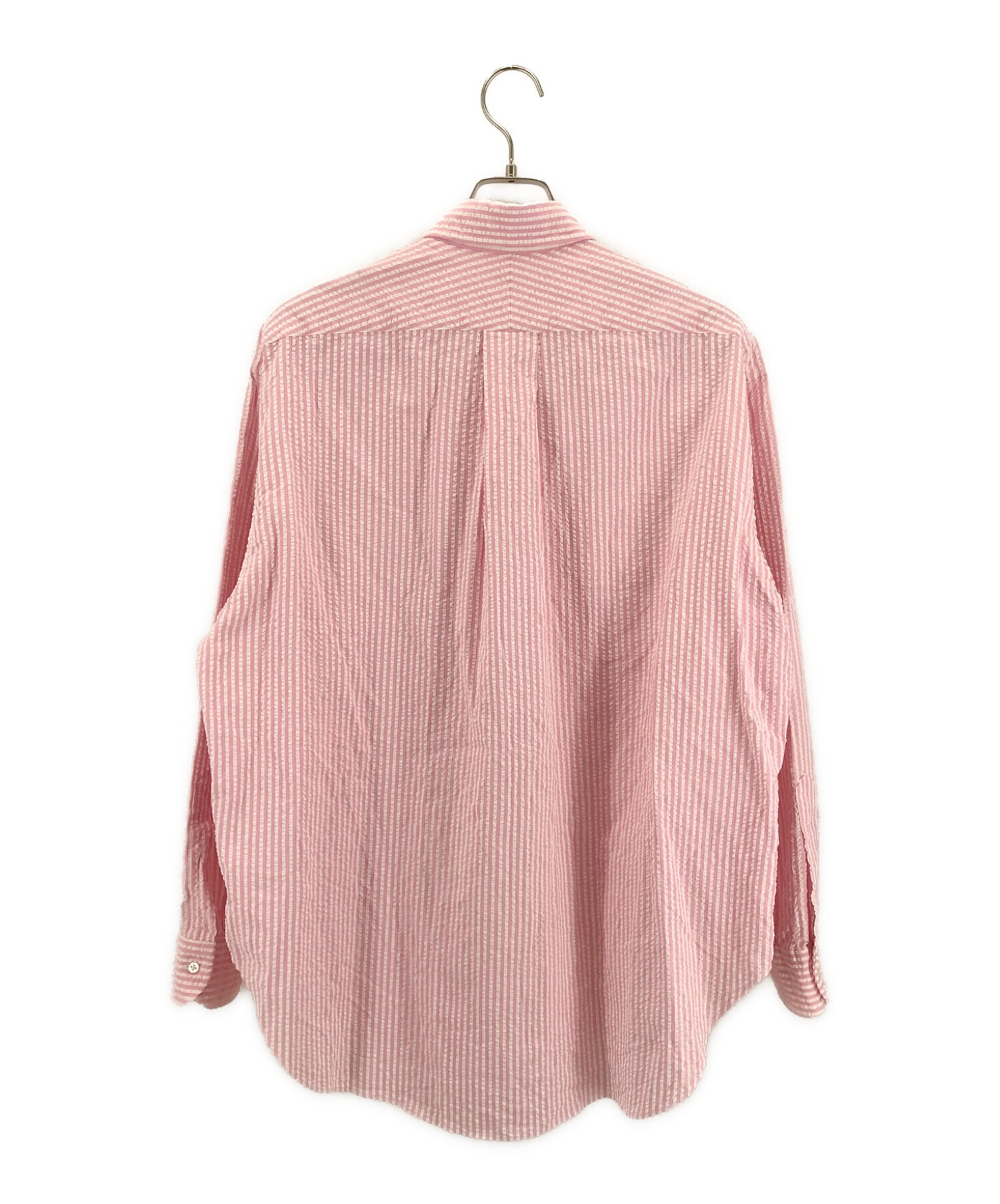 H BEAUTY&YOUTH (エイチ ビューティアンドユース) COTTON SILK PREPPY WIDE BD SHIRT ホワイト×ピンク  サイズ:SMALL