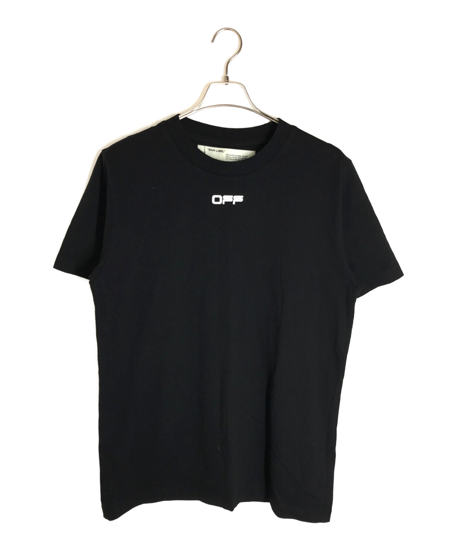 OFFWHITE (オフホワイト) エアポートテープスリムTシャツ ブラック サイズ:M