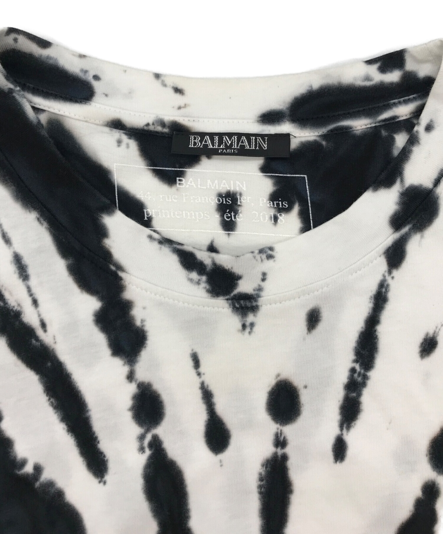BALMAIN (バルマン) エンブレムタイダイTシャツ ホワイト×ブラック サイズ:M