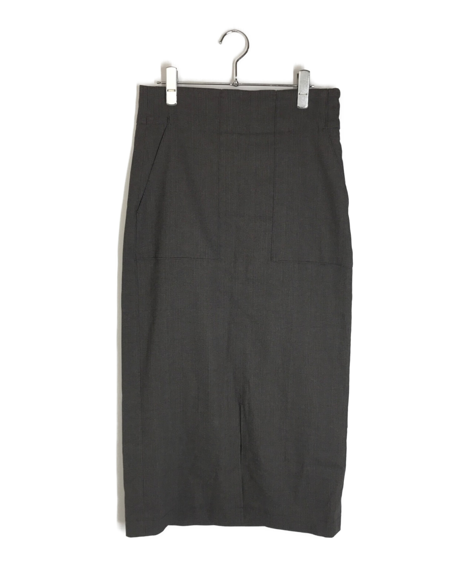 ROPE (ロペ) ポケット付きチェックタイトスカート グレー サイズ:38