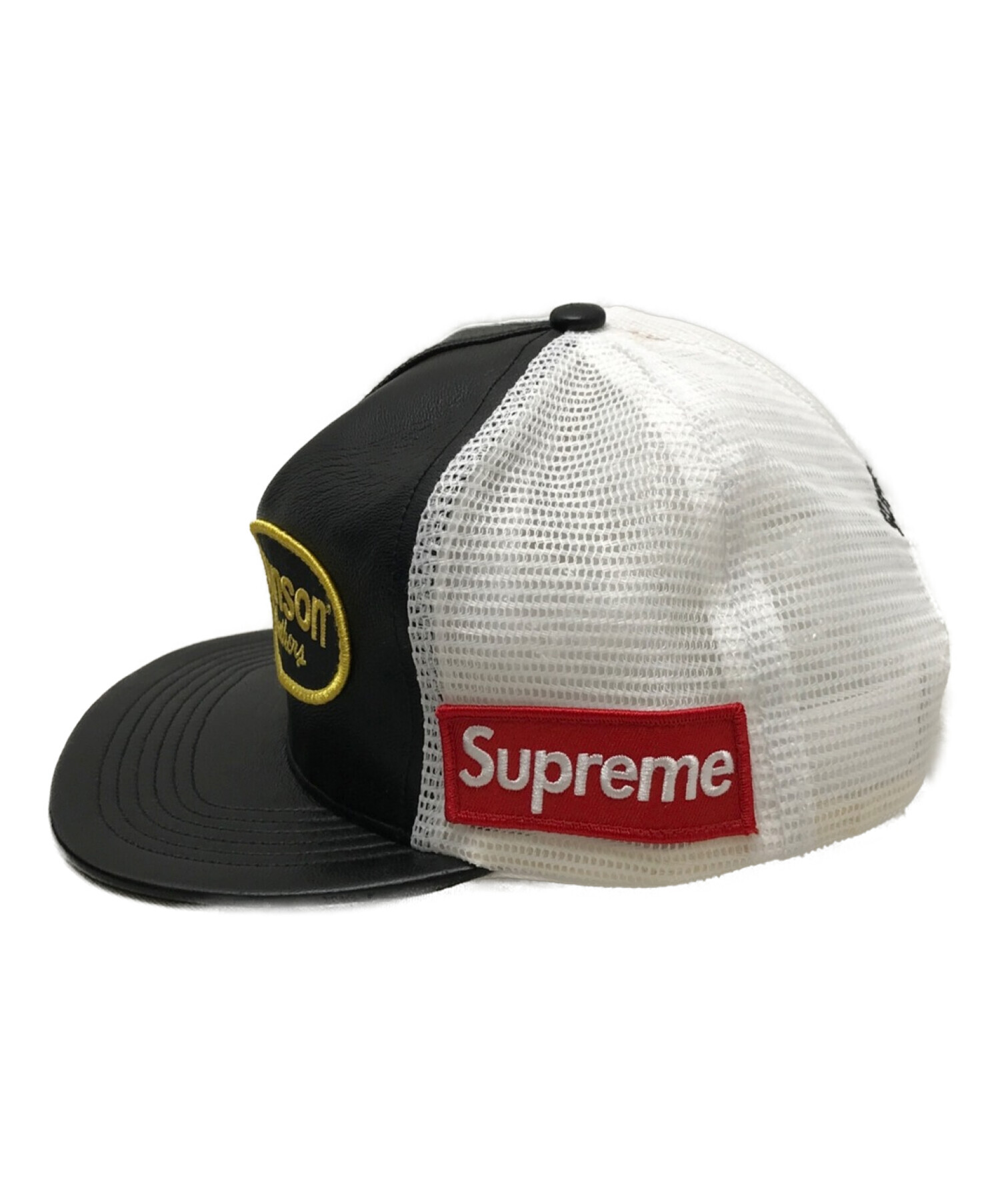 Supreme×Vanson (シュプリーム×バンソン) LEATHERS MESH BACK 5-PANEL CAP ブラック×ホワイト