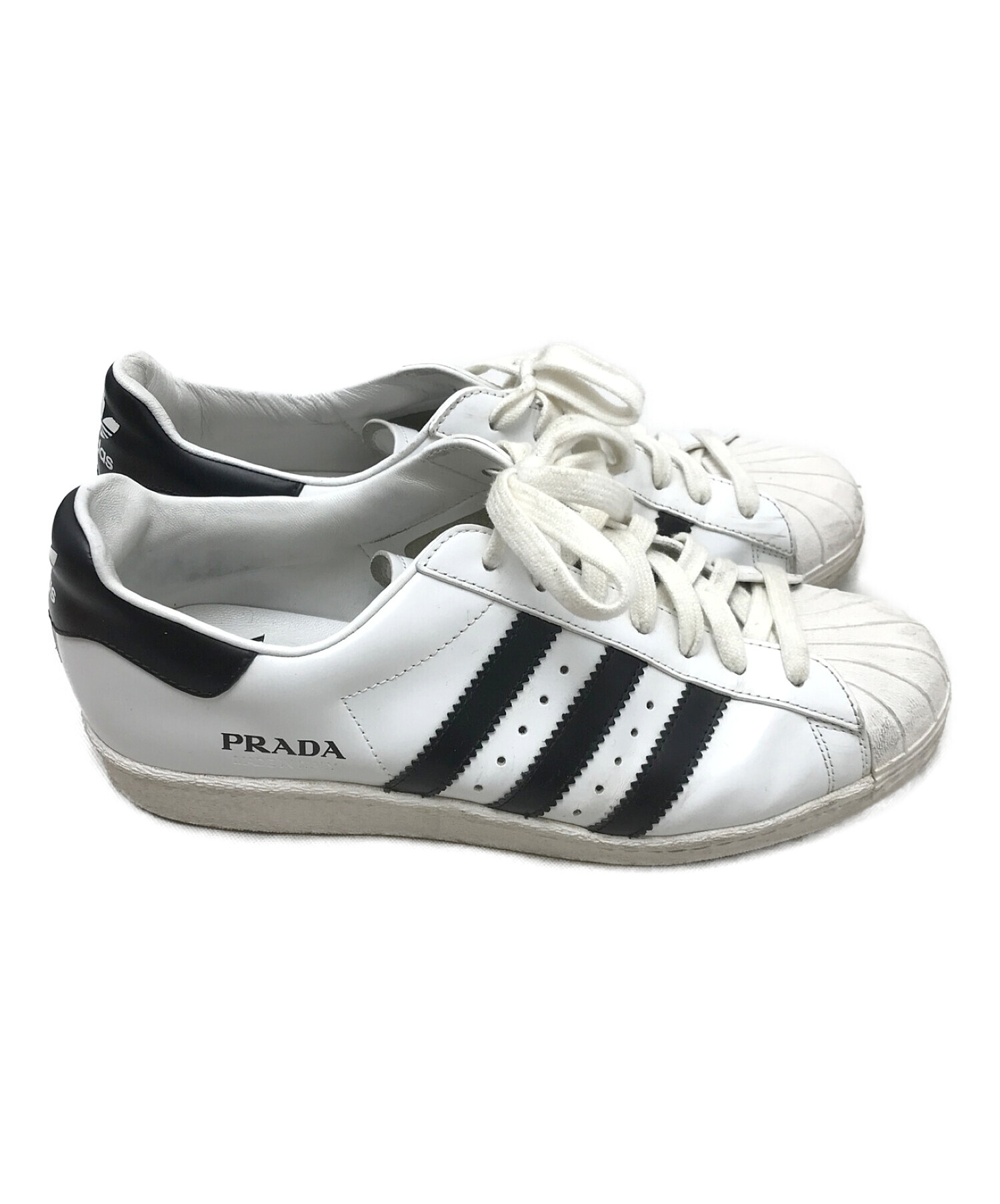 adidas originals×PRADA (アディダス×プラダ) コラボローカットスニーカー ホワイト×ブラック サイズ:27cm