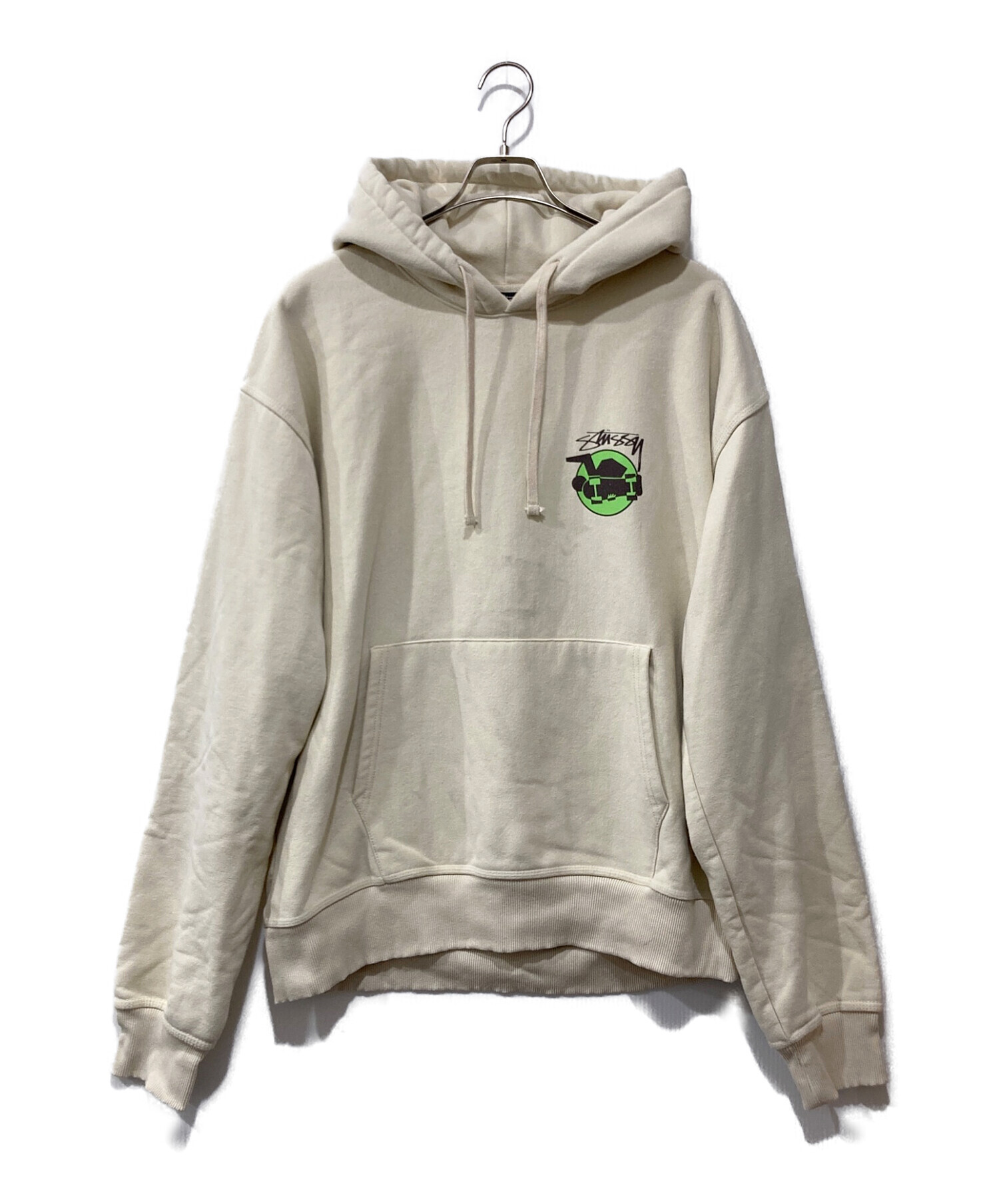 stussy (ステューシー) スケートマンフーディー アイボリー×グリーン サイズ:XL