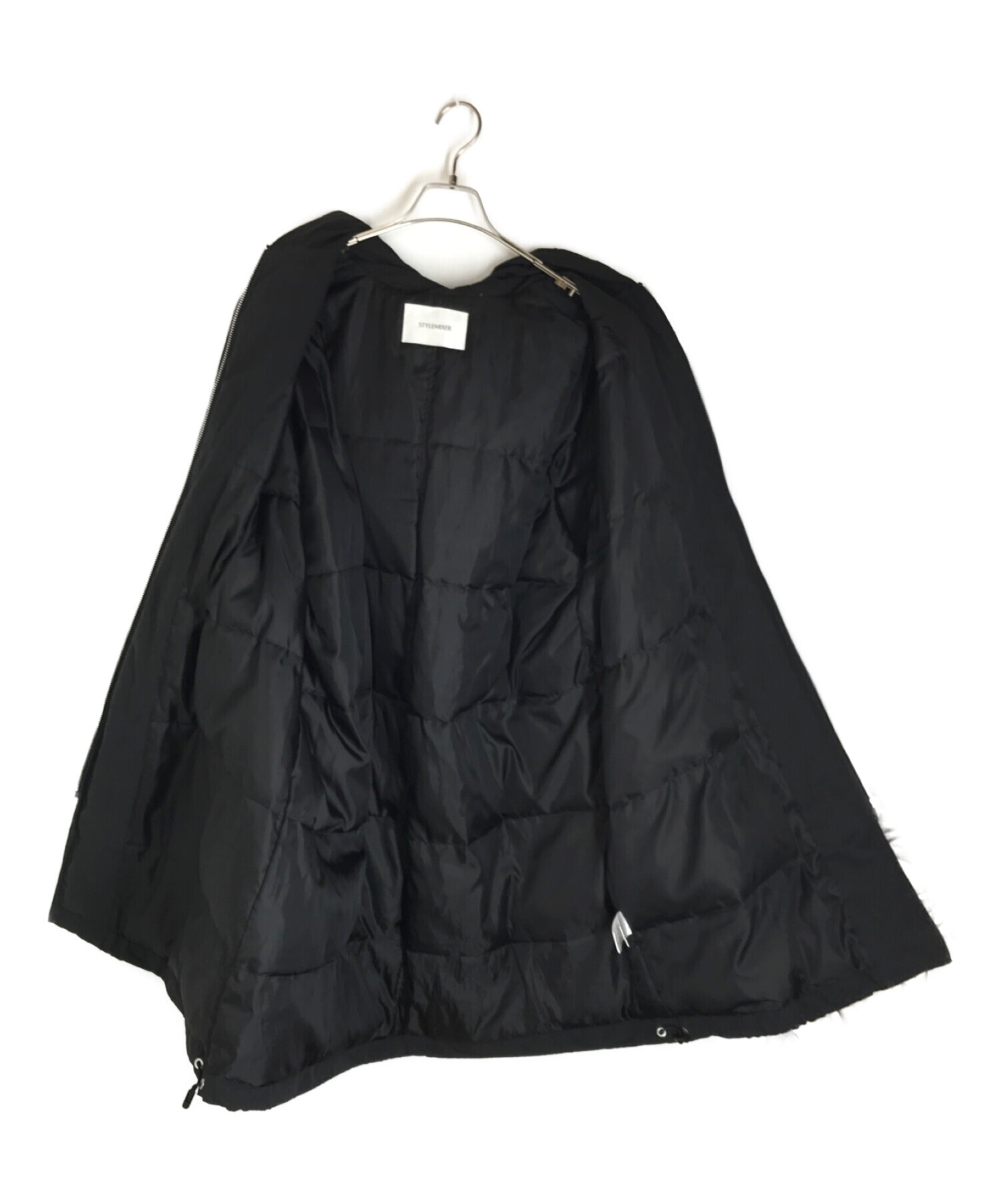 STYLE MIXER (スタイルミキサー) 中綿フードロングコート ブラック サイズ:XL