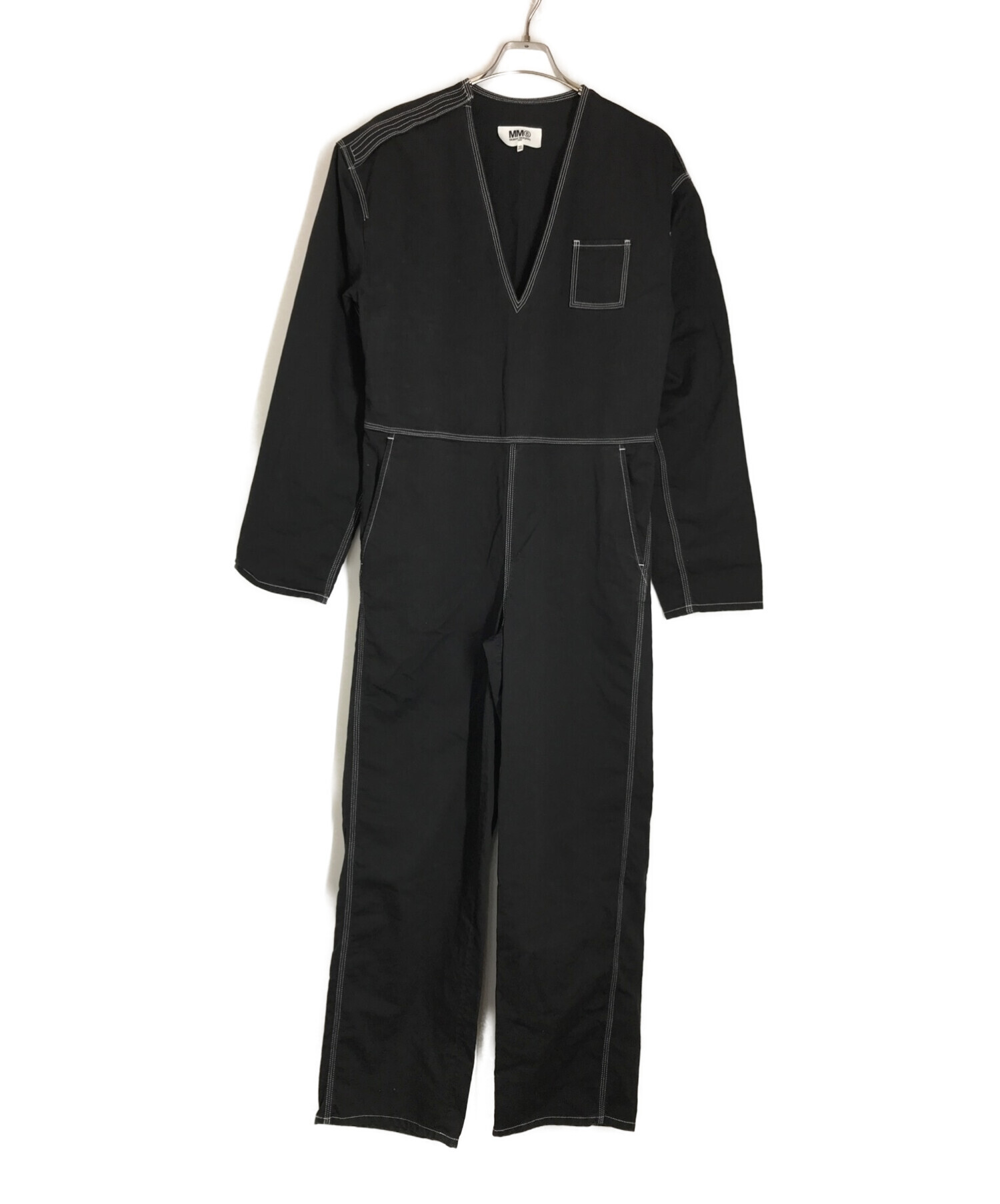MM6 Maison Margiela (エムエムシックス メゾンマルジェラ) ステッチワークジャンプスーツ ブラック×ホワイト サイズ:38