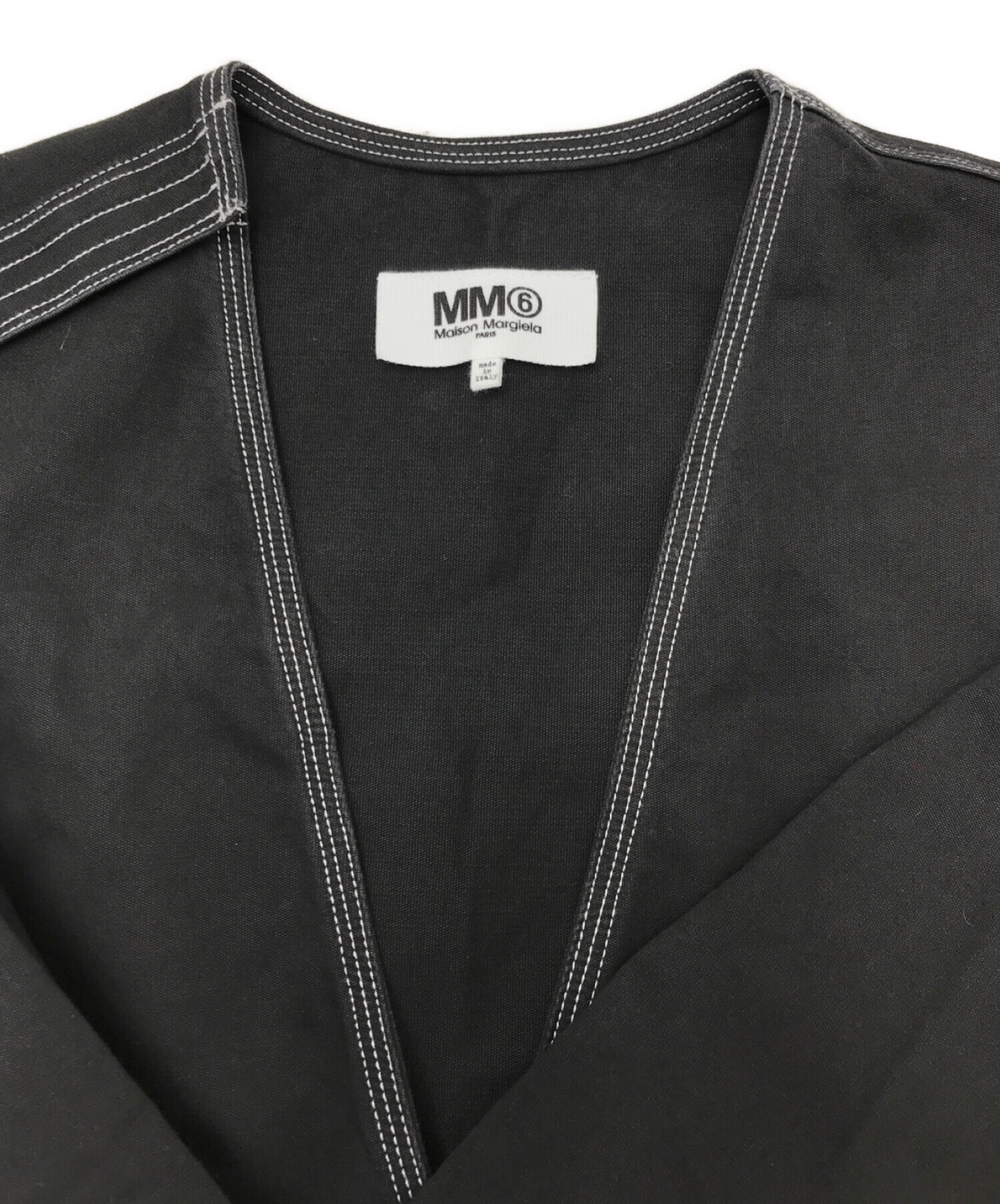 MM6 Maison Margiela (エムエムシックス メゾンマルジェラ) ステッチワークジャンプスーツ ブラック×ホワイト サイズ:38