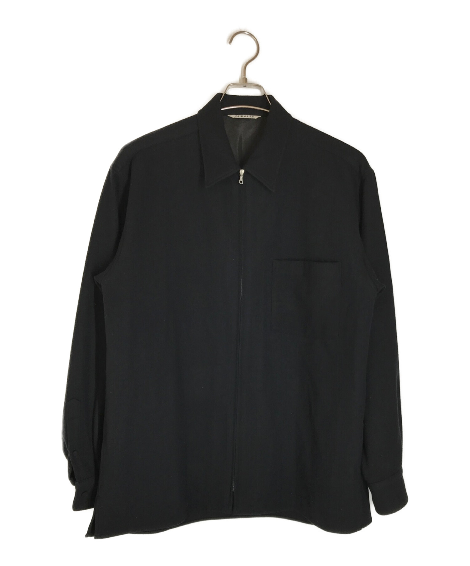 AURALEE (オーラリー) スーパーソフトウールフランネルジップシャツ ブラック サイズ:4