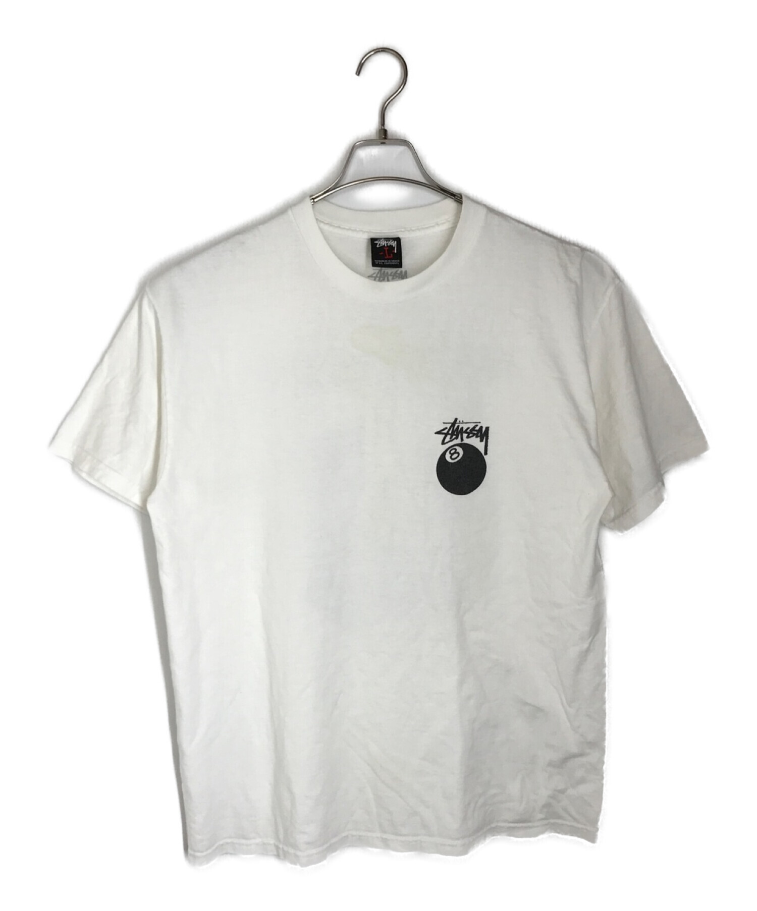 【新品】stussy Tシャツ　サイズL  ホワイト　8ボールTシャツ/カットソー(半袖/袖なし)