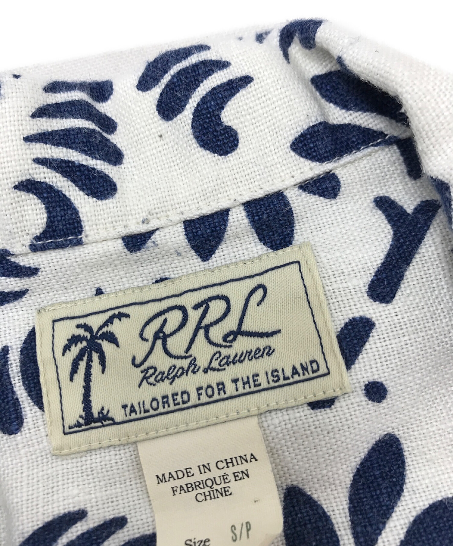 RRL (ダブルアールエル) リネンアロハシャツ ネイビー×ホワイト サイズ:S