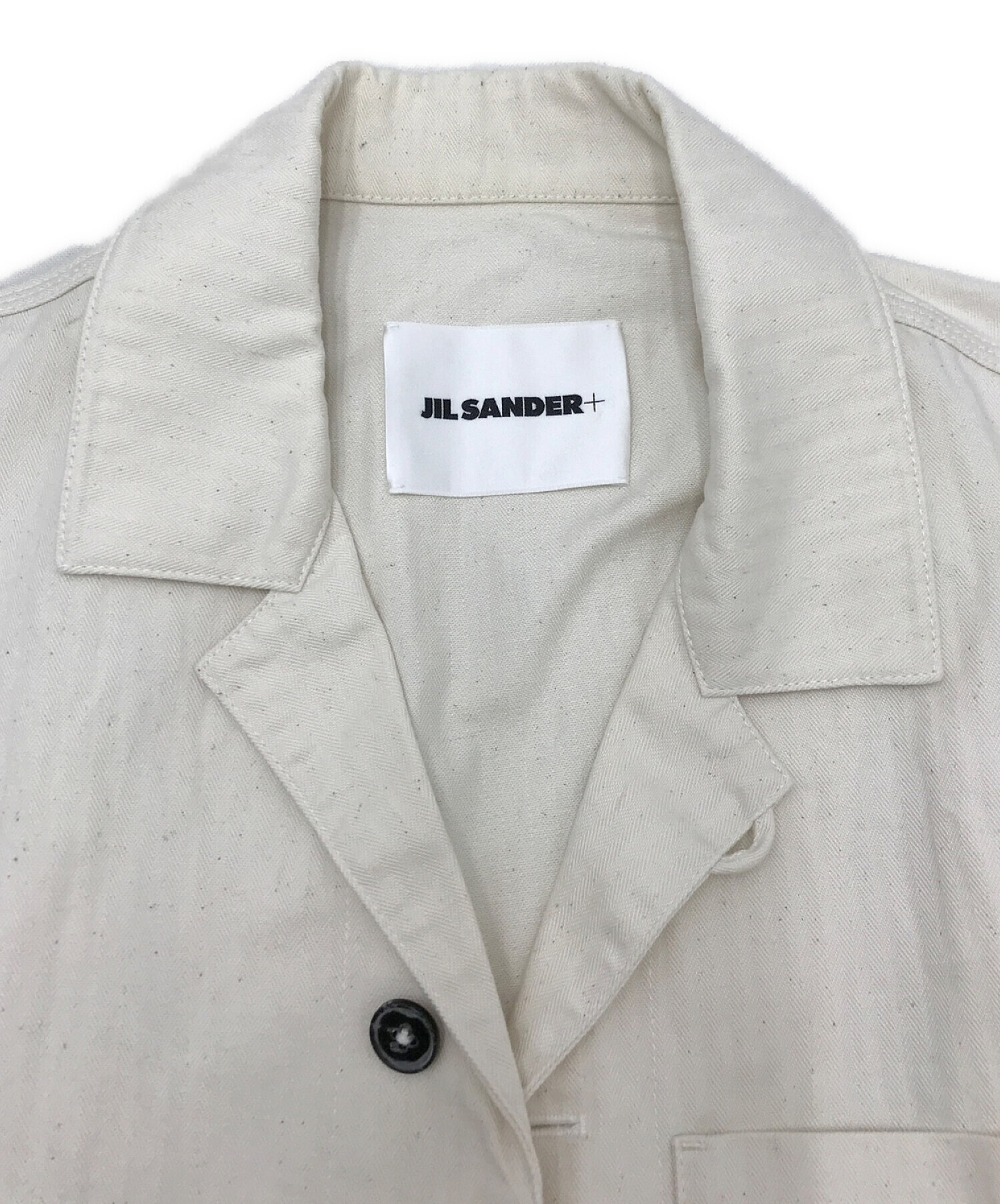 JIL SANDER+ (ジルサンダープラス) ヘリンボーンショートスリーブワークシャツ ベージュ サイズ:44