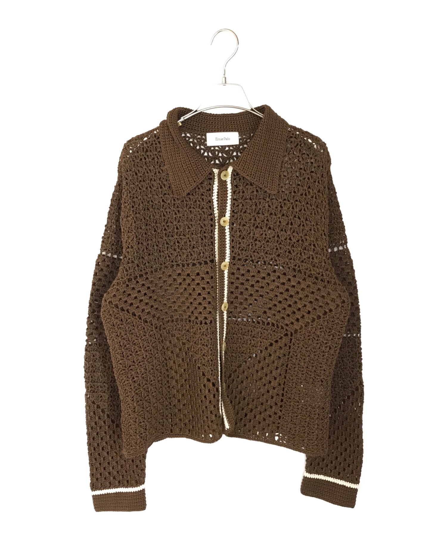 中古・古着通販】Ernie Palo (アーニーパロ) Hand Knit Collar Cardigan ブラウン サイズ:46｜ブランド・古着通販  トレファク公式【TREFAC FASHION】スマホサイト