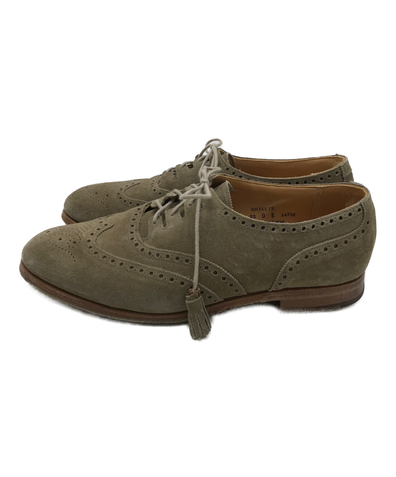 Crockett & Jones×BEAMS F (クロケット＆ジョーンズ×ビームス F) 別注タッセルシューレースウィングチップシューズ ベージュ  サイズ:9