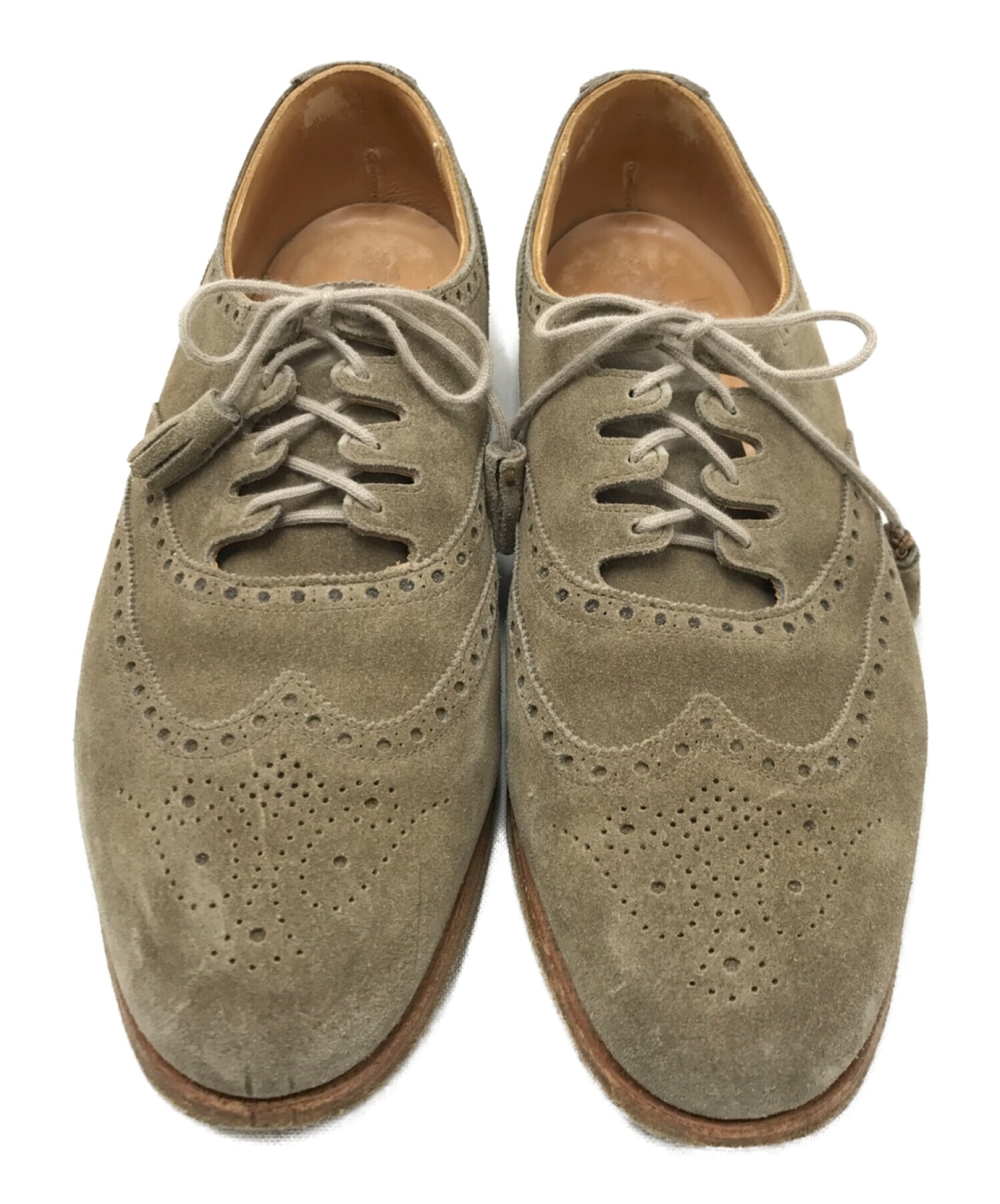 Crockett & Jones×BEAMS F (クロケット＆ジョーンズ×ビームス F) 別注タッセルシューレースウィングチップシューズ ベージュ  サイズ:9