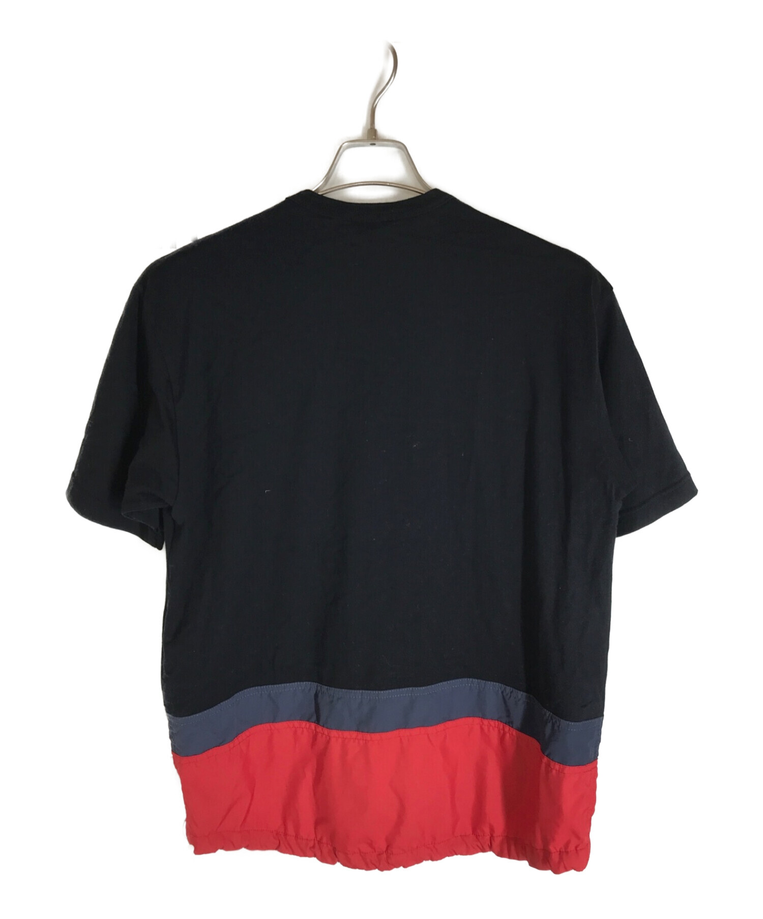 COMME des GARCONS HOMME (コムデギャルソン オム) CDGHロゴナイロンTシャツ ネイビー×レッド サイズ:S