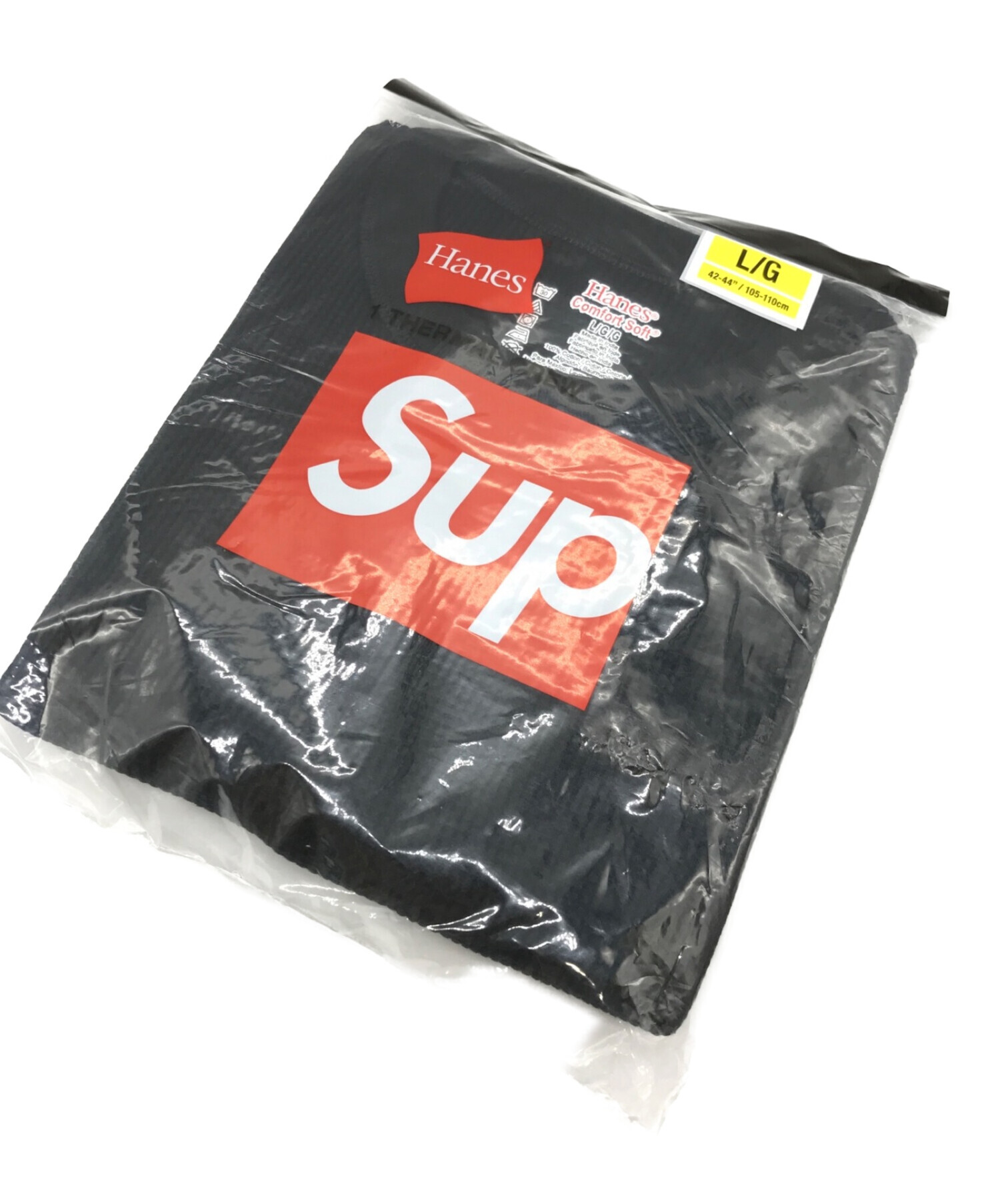 Supreme×Hanes (シュプリーム×ヘインズ) コラボサーマルカットソー ブラック サイズ:L 未使用品