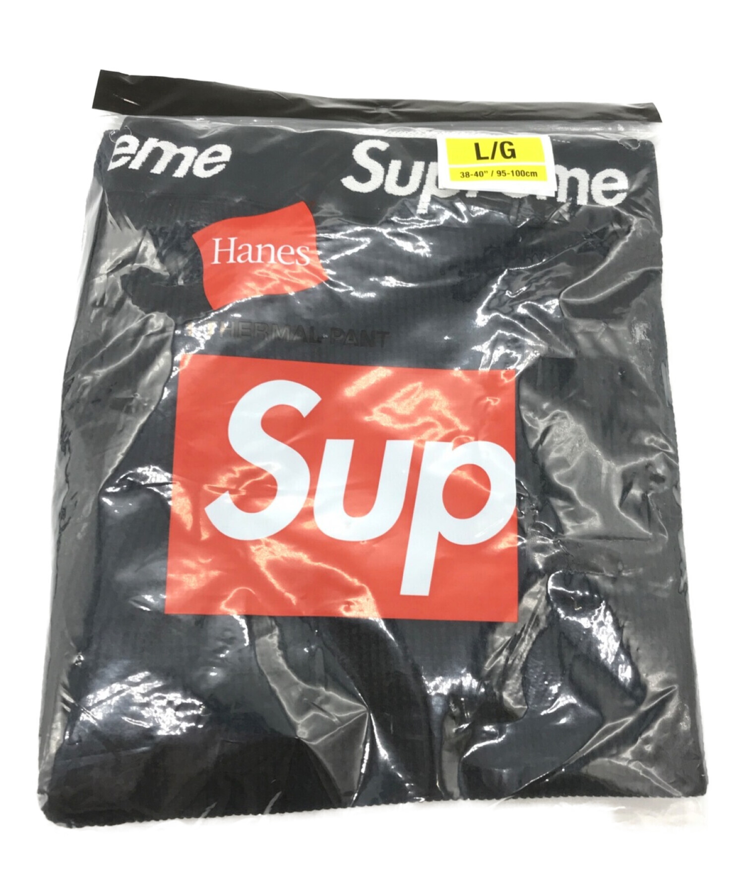 Supreme×Hanes (シュプリーム×ヘインズ) コラボサーマルパンツ ブラック サイズ:L 未使用品