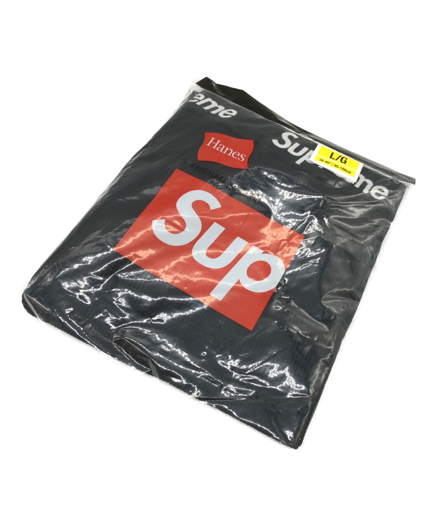 Supreme×Hanes (シュプリーム×ヘインズ) コラボサーマルパンツ ブラック サイズ:L 未使用品