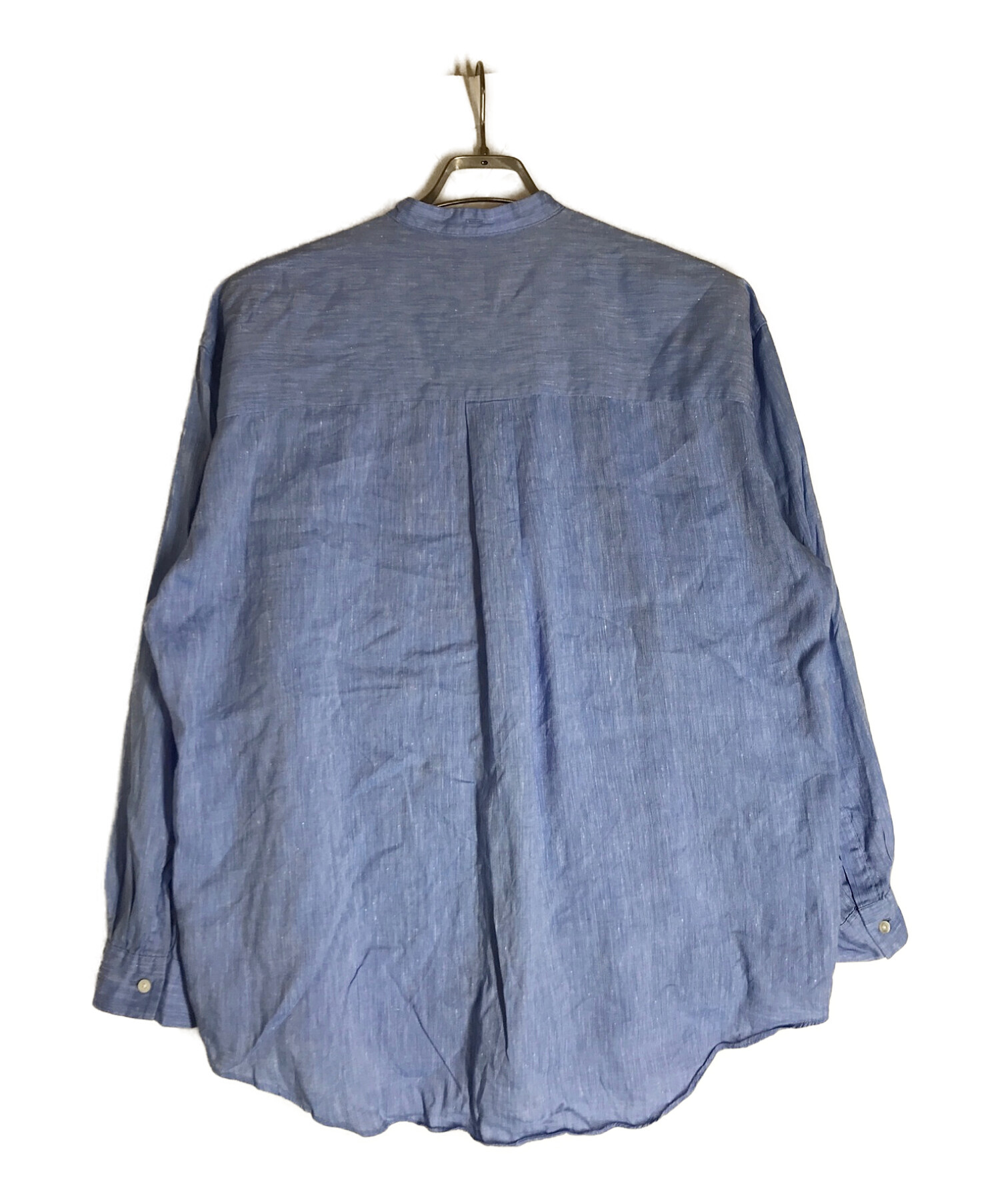 Phlannel (フランネル) リネン混バンドカラーシャツ ブルー サイズ:2