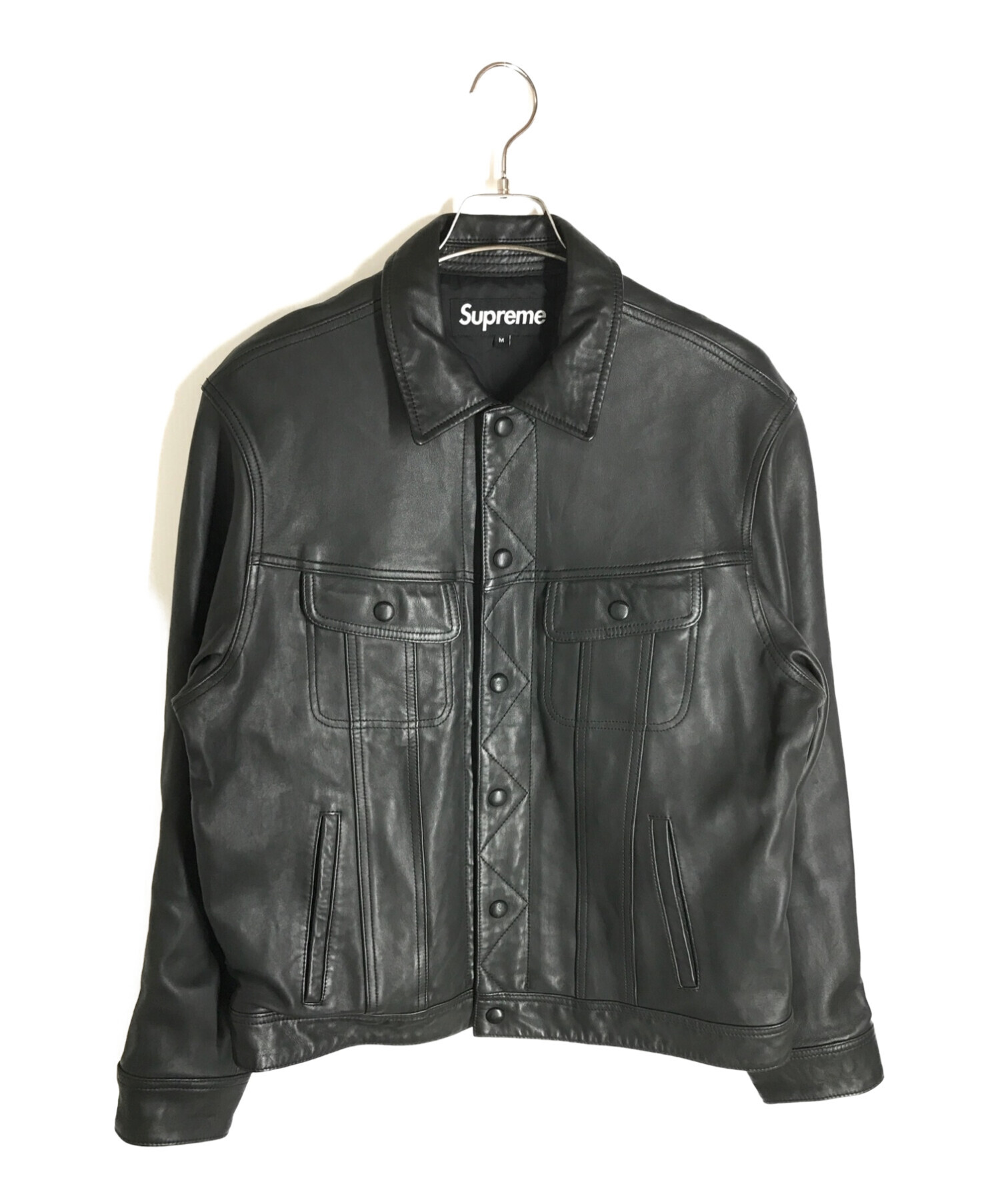 SUPREME (シュプリーム) レザートラッカージャケット ブラック サイズ:M