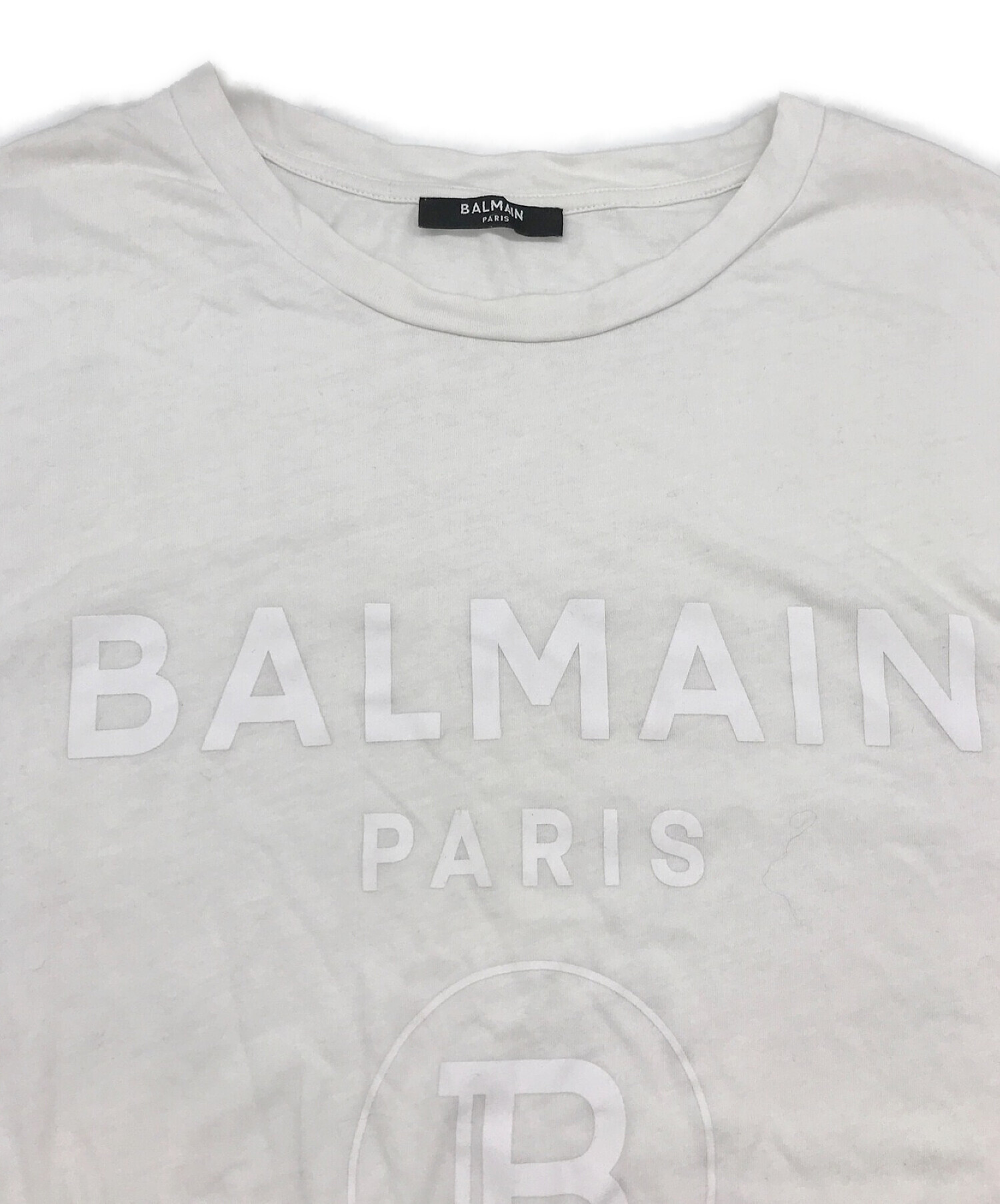 BALMAIN バルマン ロゴプリント ノースリーブTシャツ カットソー 8270 326I ホワイト405センチ肩幅