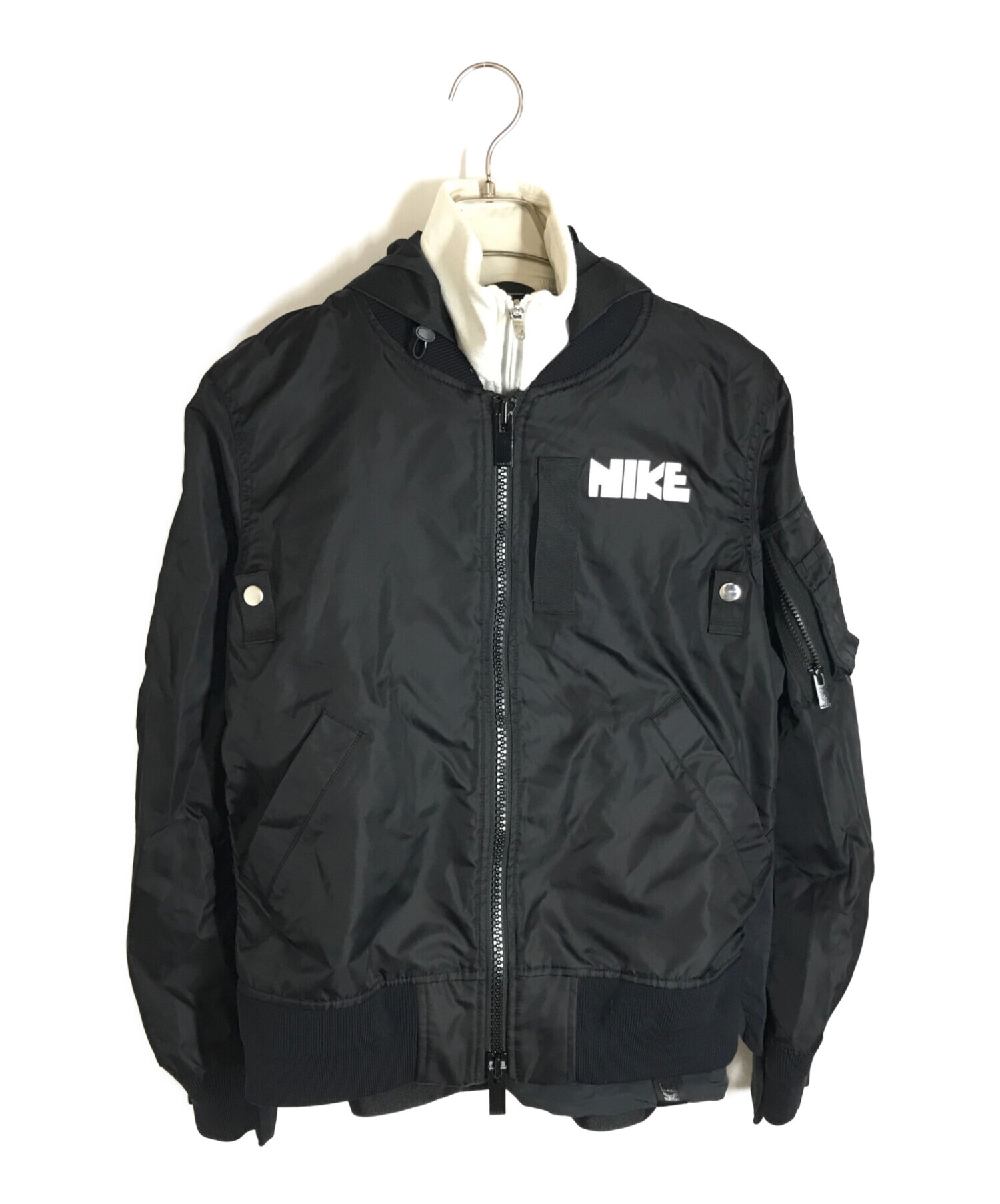 NIKE×sacai (ナイキ×サカイ) コラボレイヤードボンバージャケット ブラック サイズ:S