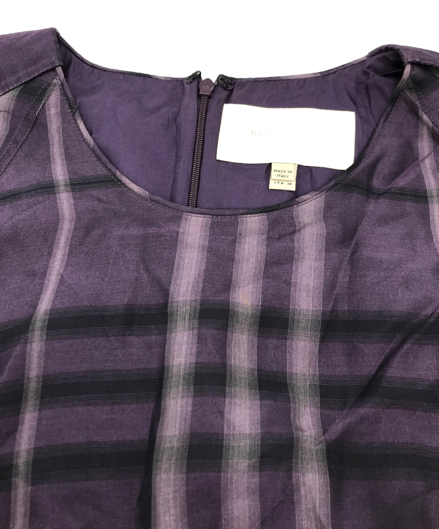 中古・古着通販】BURBERRY LONDON (バーバリーロンドン) チェック柄シルクワンピース 並行品 パープル パープル サイズ:38｜ブランド・古着通販  トレファク公式【TREFAC FASHION】スマホサイト