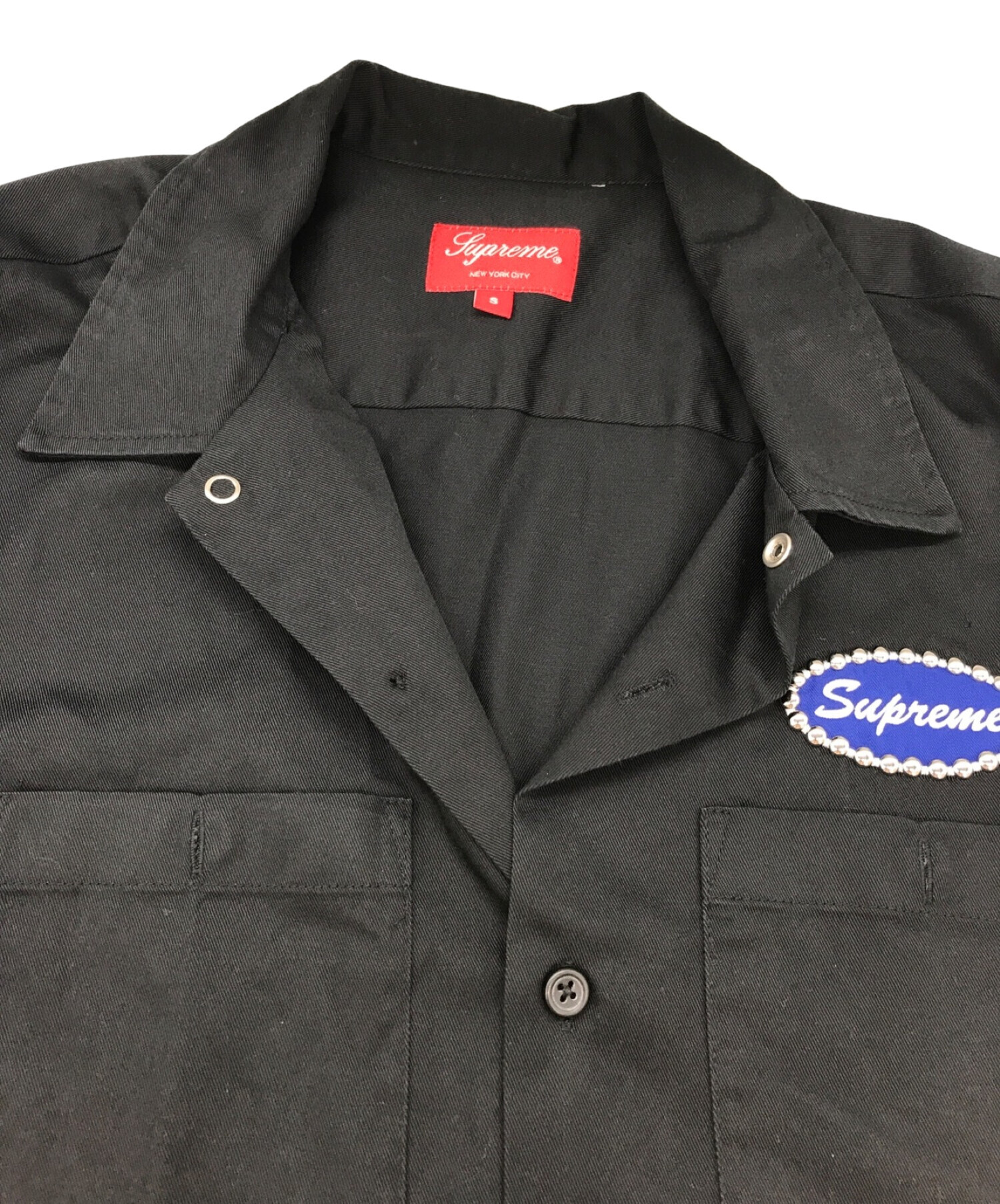 SUPREME (シュプリーム) Studded Patch S/S Work Shirt Black ブラック サイズ:S