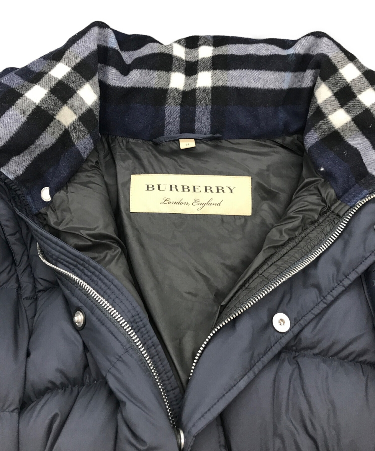 BURBERRY (バーバリー) ロゴパッチ2WAYダウンジャケット ネイビー サイズ:52