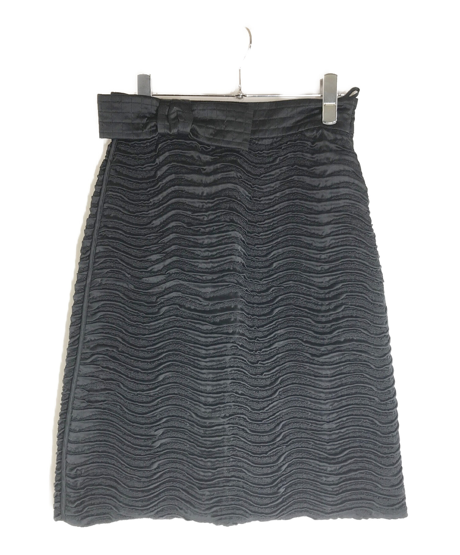 PRADA (プラダ) オールドシルク混プリーツスカート ブラック サイズ:38