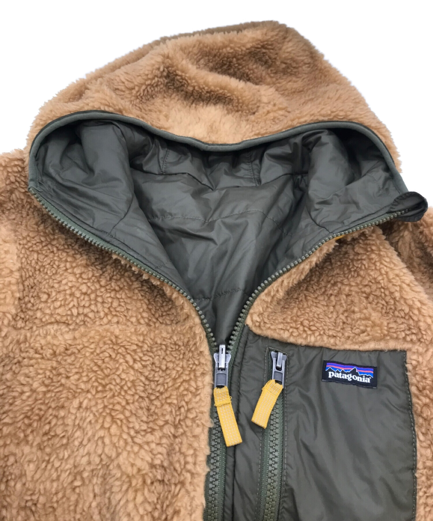 Patagonia リバーシブル ブルゾン ボア ブラウン手ぶらポケット収納し