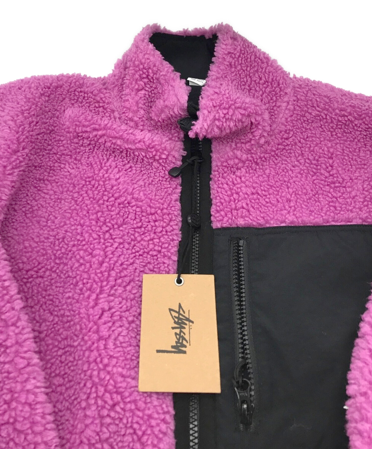 stussy (ステューシー) リバーシブルフリースジャケット ピンク×ブラック サイズ:M
