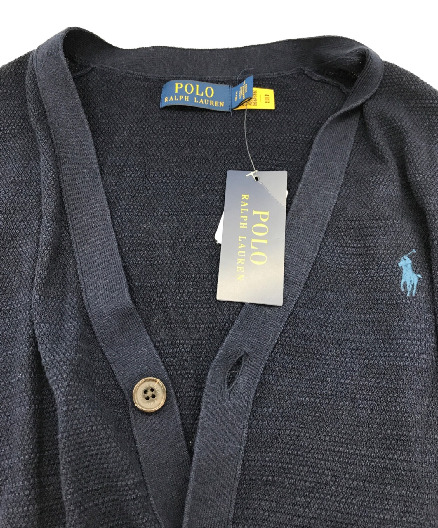 POLO RALPH LAUREN (ポロ・ラルフローレン) ストレッチ鹿の子カーディガン ネイビー サイズ:S