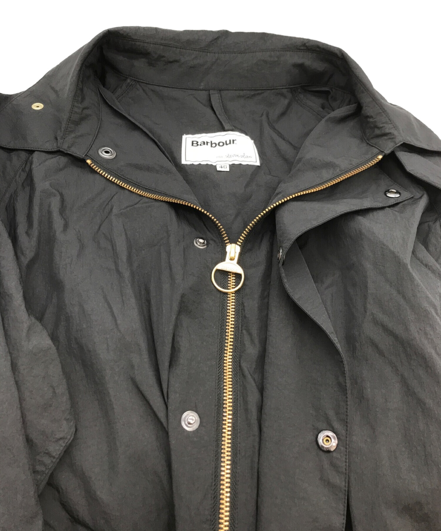 Barbour×STEVEN ALAN (バブアー×スティーブンアラン) 別注ロングナイロンコート ブラック サイズ:40